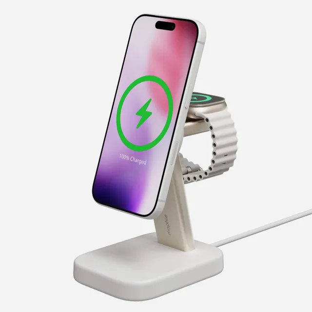mophie-support-de-charge-sans-fil-2-en-1-magn-tique-pour-iphone-et-apple-watch-m image 1