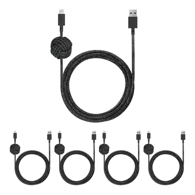 native-union-night-cable-usb-a-vers-lightning-pack-de-5-c-bles-mfi-3-m-avec-n-ud image 1