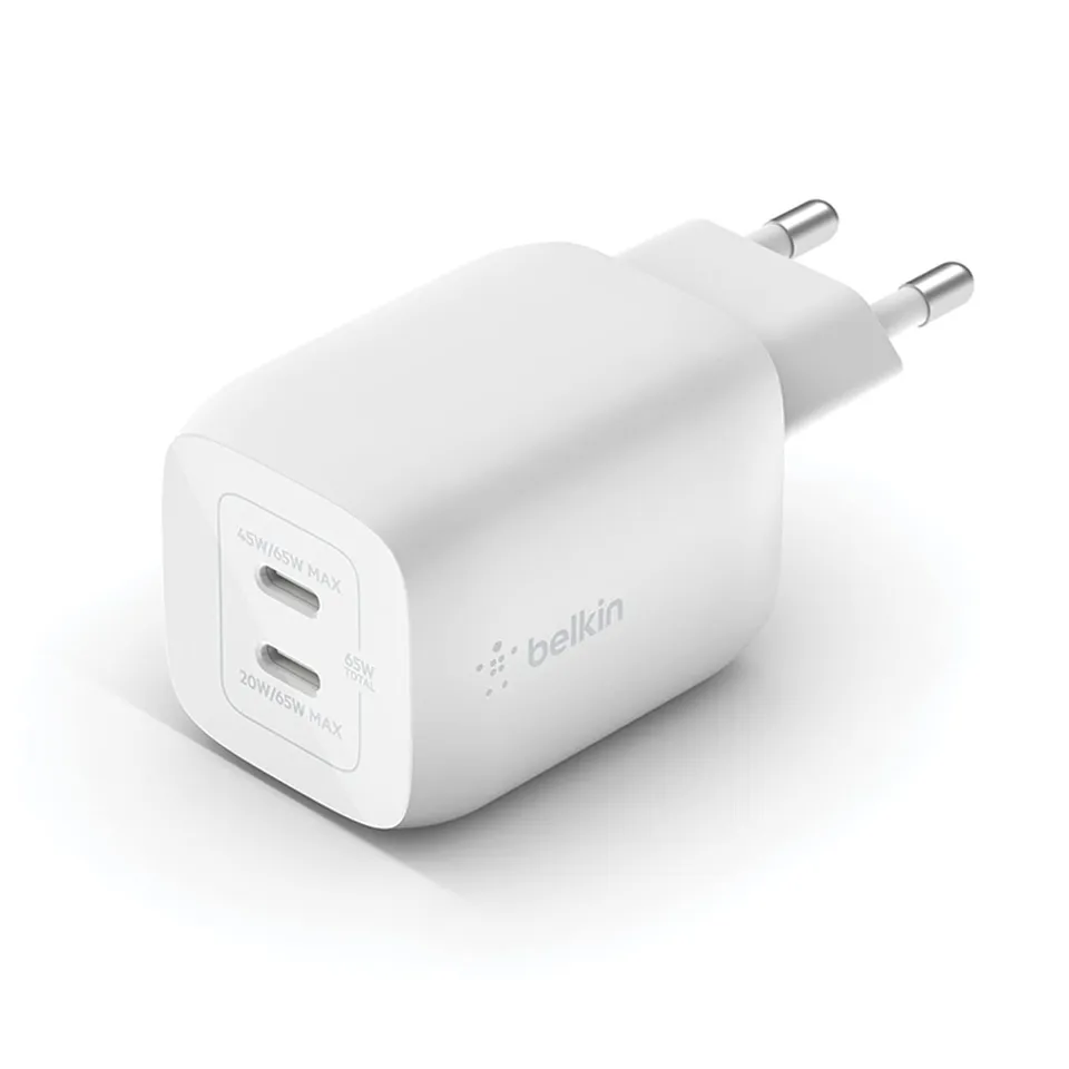 belkin-boost-charge-pro-adaptateur-secteur-gan-65w-double-port-usb-c-pd-3-0-et-p image 1