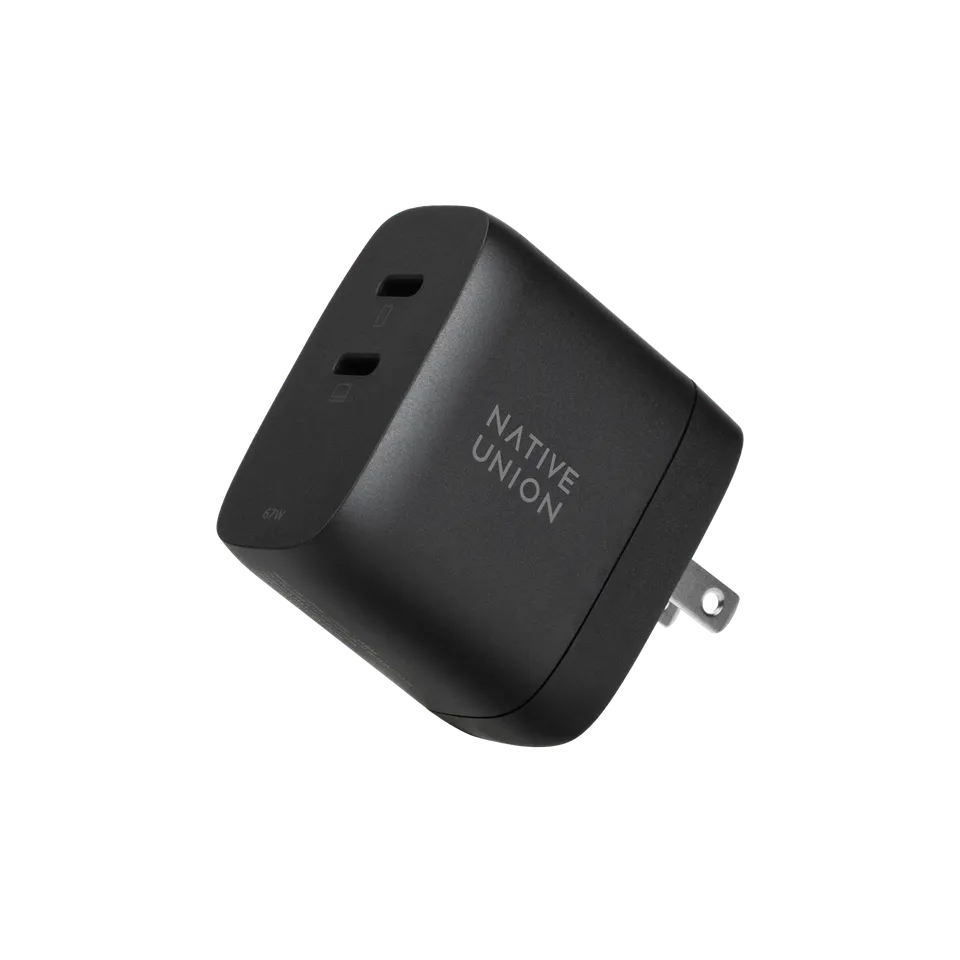 native-union-fast-gan-charger-pd-67w-chargeur-rapide-double-usb-c-avec-r-partiti image 1