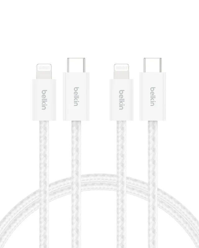 belkin-boostcharge-pack-de-2-c-bles-usb-c-vers-lightning-1-5-m-tress-s-recharge- image 1