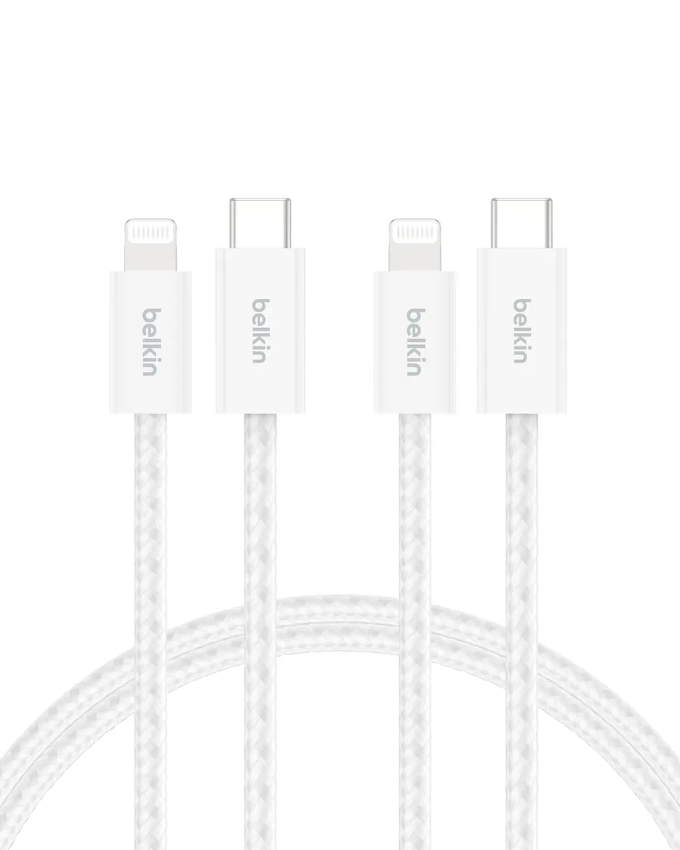 belkin-boostcharge-pack-de-2-c-bles-usb-c-vers-lightning-1-5-m-tress-s-recharge- image 1