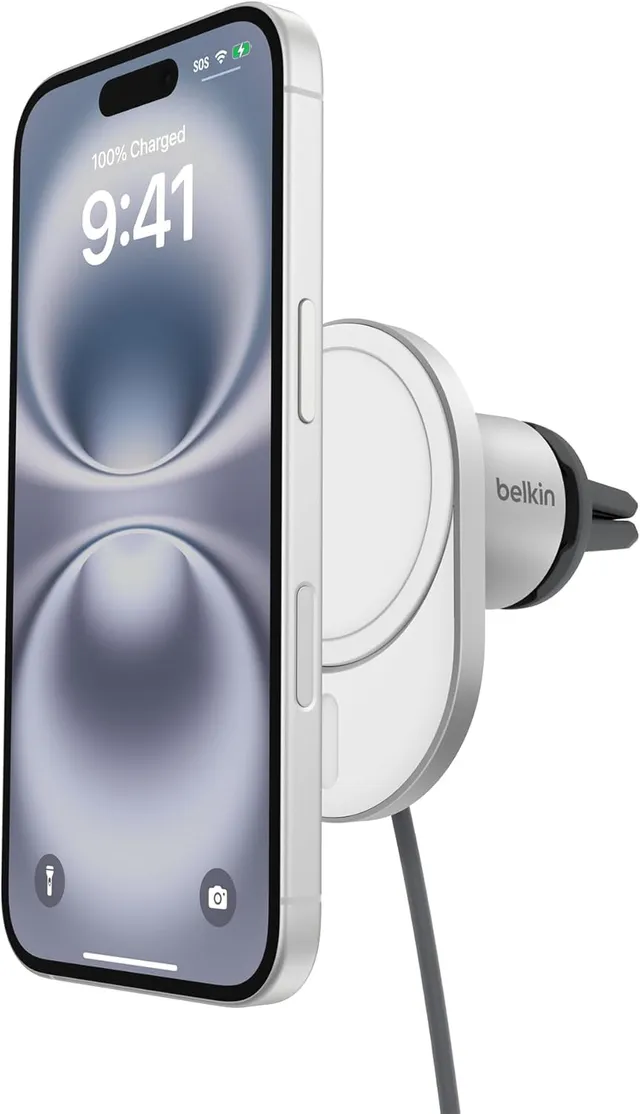 belkin-boostcharge-pro-chargeur-de-voiture-magn-tique-sans-fil-qi2-15-w-support- image 1