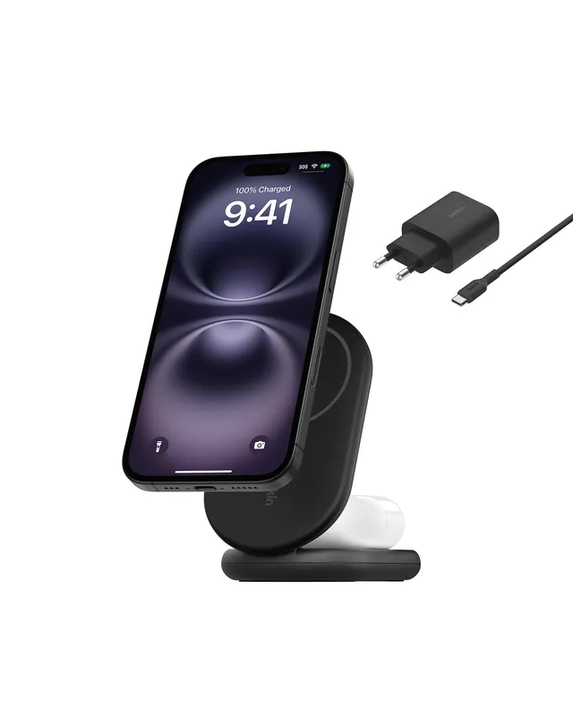 belkin-boostcharge-socle-de-recharge-2-en-1-aimant-et-pliable-qi2-15w-compatible image 1