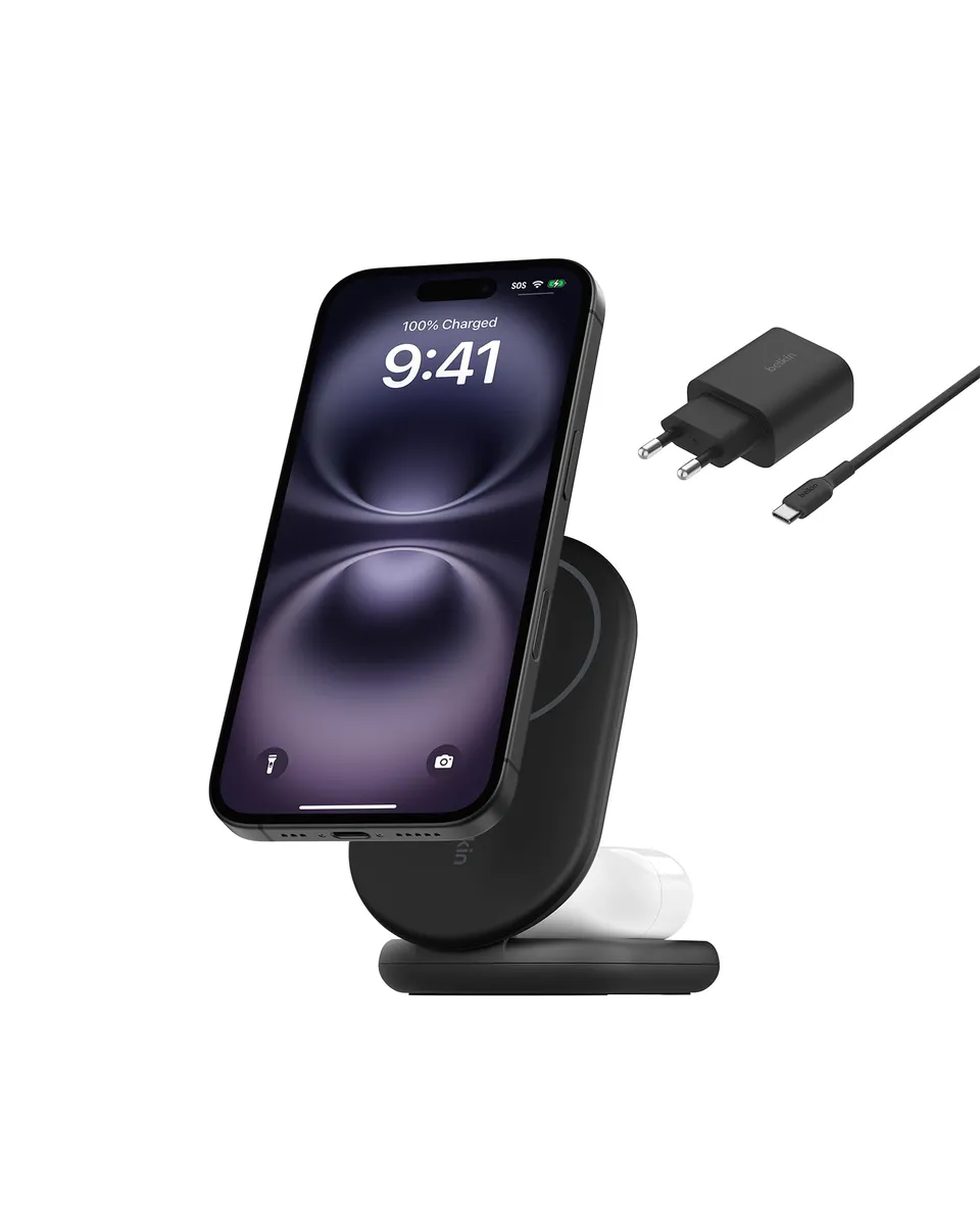 belkin-boostcharge-socle-de-recharge-2-en-1-aimant-et-pliable-qi2-15w-compatible image 1