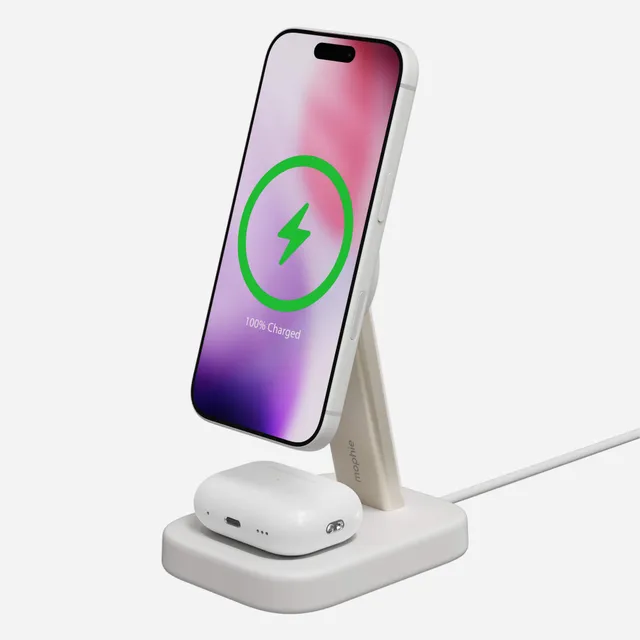 mophie-support-de-charge-sans-fil-2-en-1-pour-iphone-et-airpods-magsafe-qi2-jusq image 1