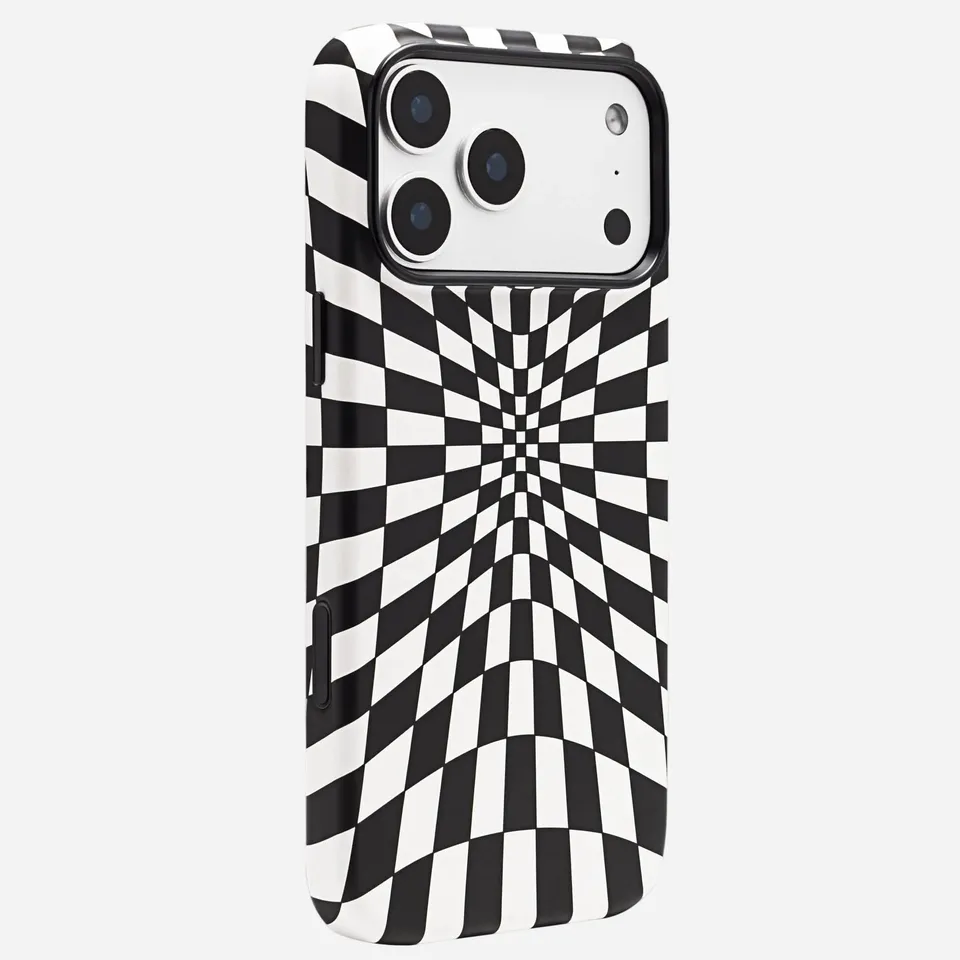 mophie-optical-check-coque-iphone-damier-compatible-magsafe-avec-boutons-de-cont image 1