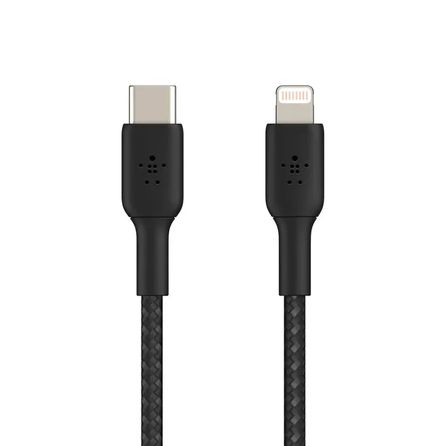 belkin-boostcharge-c-ble-usb-c-vers-lightning-tress-3-m-noir-certifi-mfi-charge- image 1