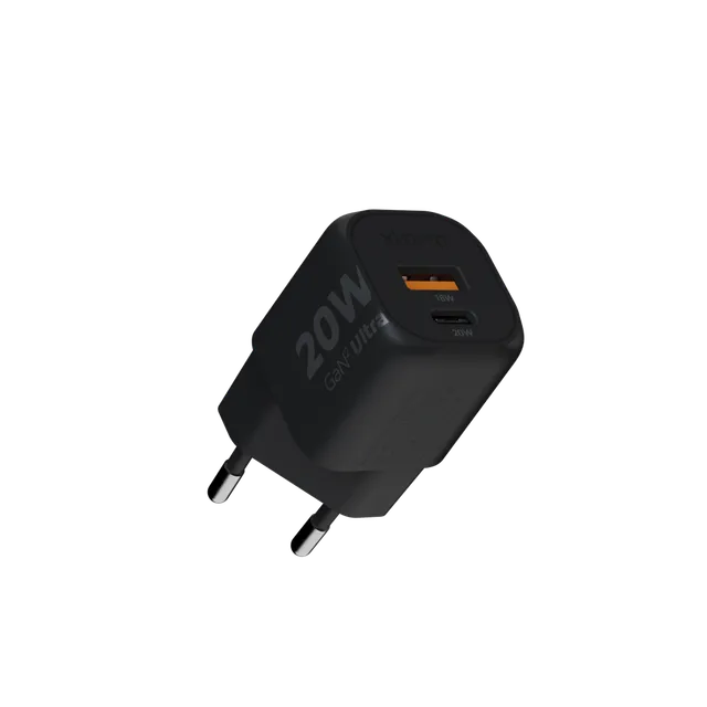 xtorm-gan-ultra-20w-chargeur-secteur-double-port-usb-a-usb-c-noir-plastique-recy image 1