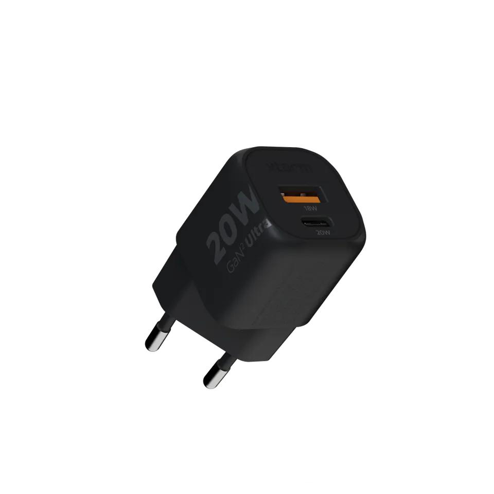 xtorm-gan-ultra-20w-chargeur-secteur-double-port-usb-a-usb-c-noir-plastique-recy image 1