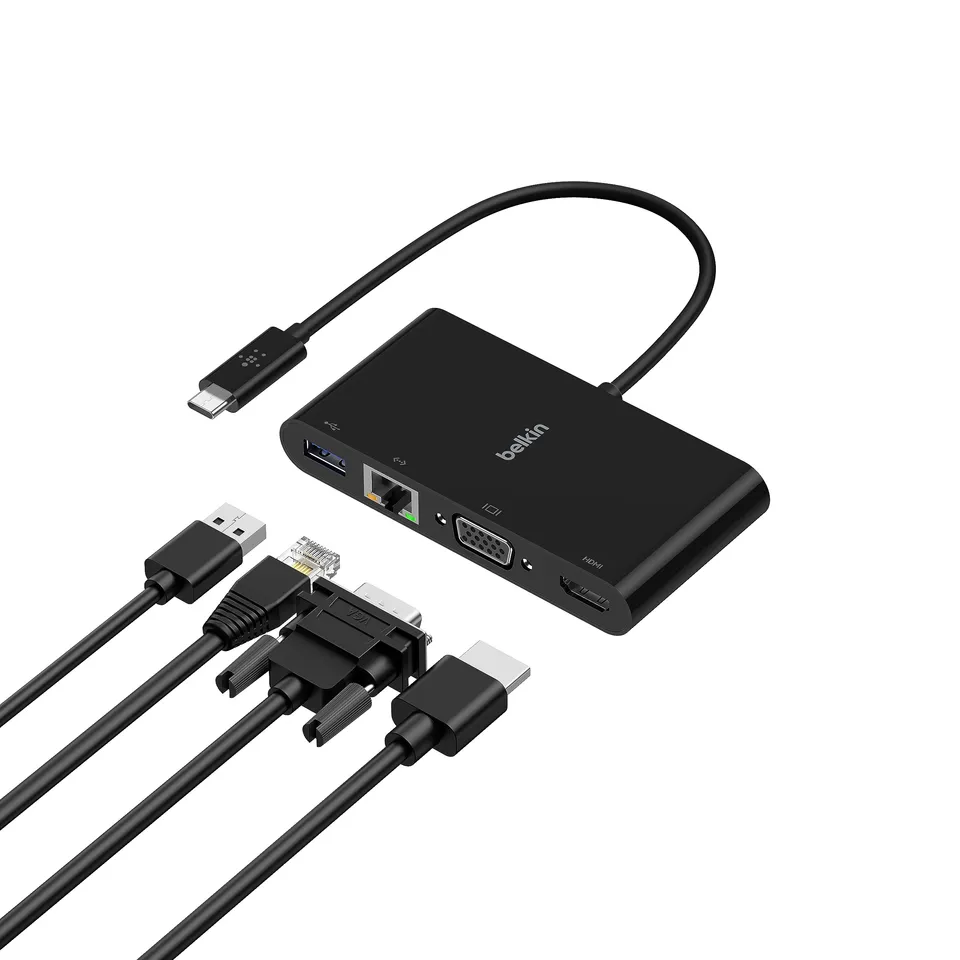 belkin-adaptateur-multim-dia-usb-c-avec-hdmi-4k-vga-usb-a-3-0-et-gigabit-etherne image 1