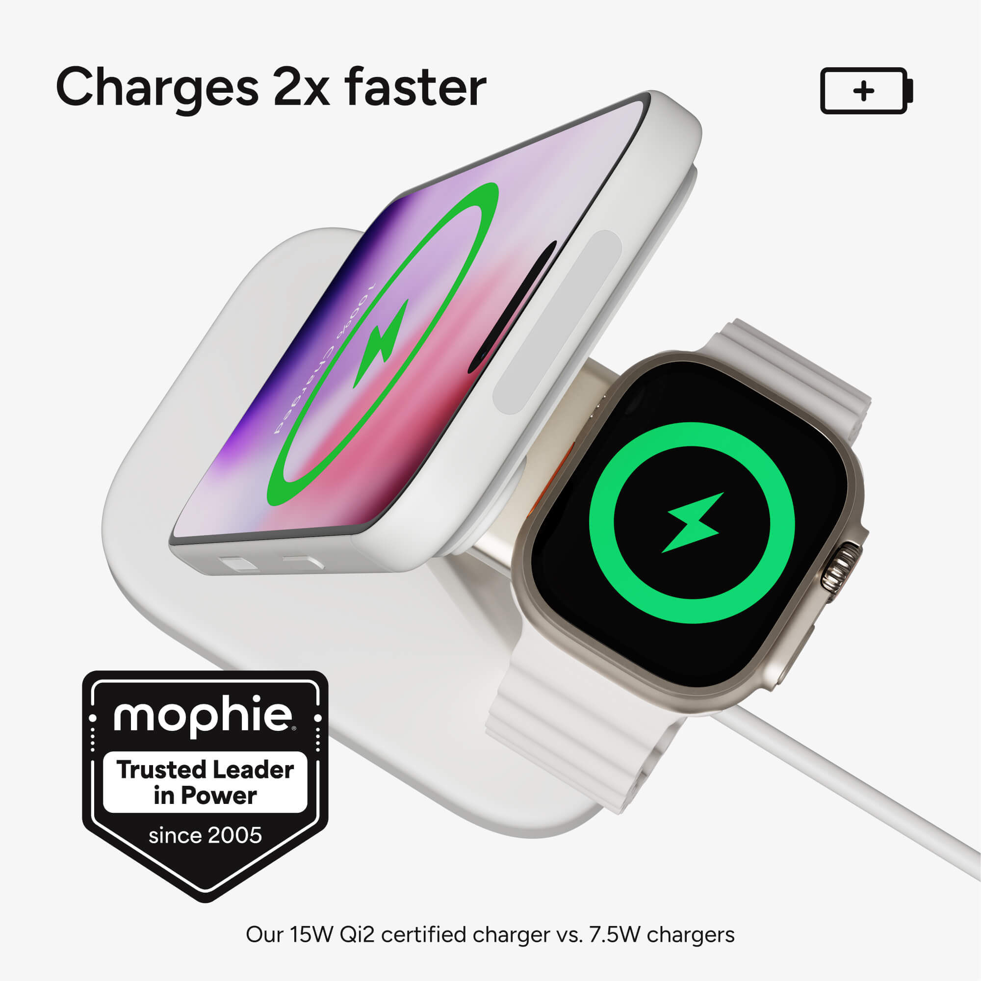 mophie-support-de-charge-sans-fil-2-en-1-magn-tique-pour-iphone-et-apple-watch-m image 2