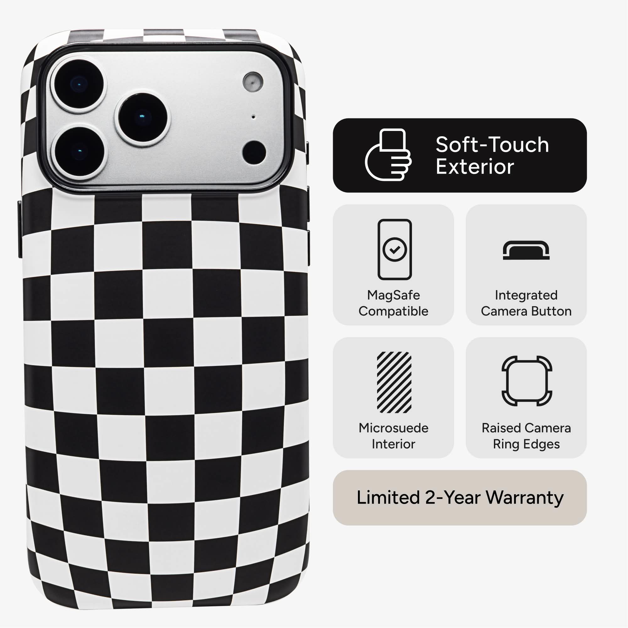mophie-check-iphone-case-coque-magsafe-motif-damier-boutons-de-contr-le-cam-ra-i image 2