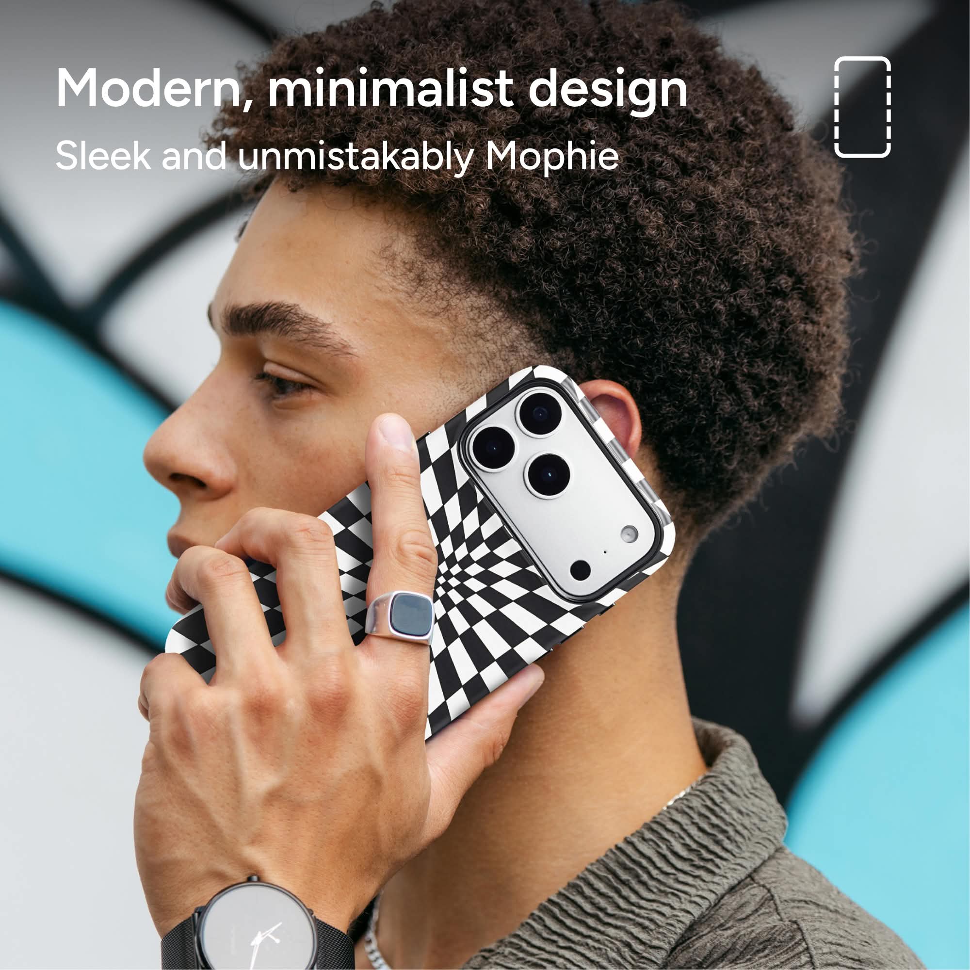 mophie-optical-check-coque-iphone-damier-compatible-magsafe-avec-boutons-de-cont image 7