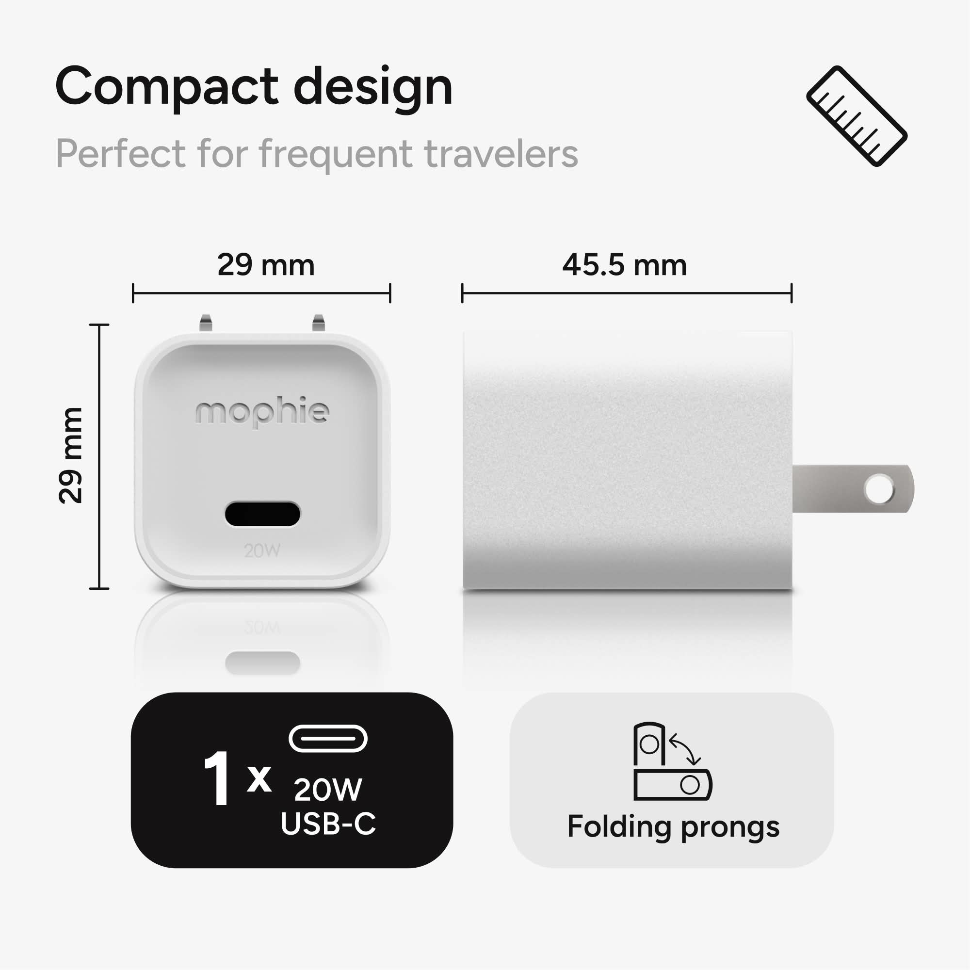 mophie-speedport-20w-chargeur-mural-usb-c-gan-compact-charge-rapide-20w image 3
