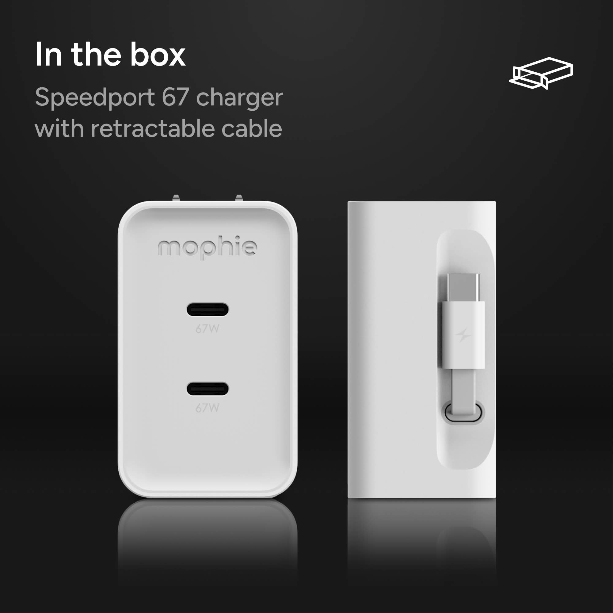mophie-speedport-67w-chargeur-secteur-gan-avec-2-ports-usb-c-et-c-ble-r-tractabl image 6
