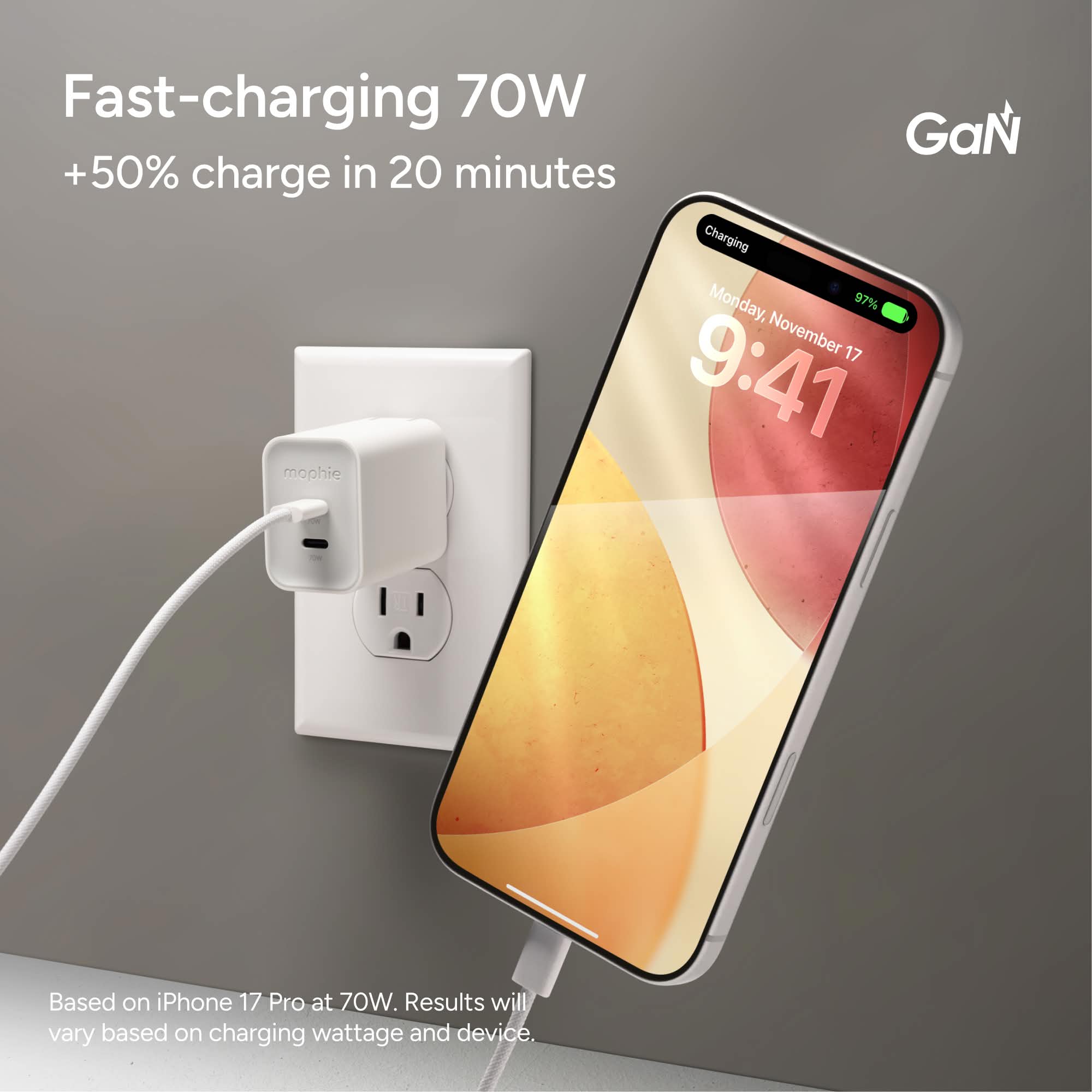 mophie-speedport-70w-chargeur-mural-2-ports-usb-c-gan-jusqu-70w-pour-macbook-pro image 3