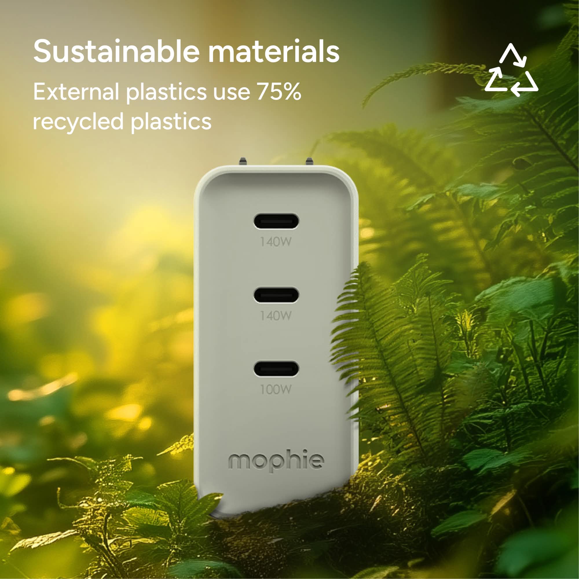 mophie-speedport-140w-chargeur-mural-3-ports-usb-c-gan-jusqu-140w-pour-macbook-p image 5
