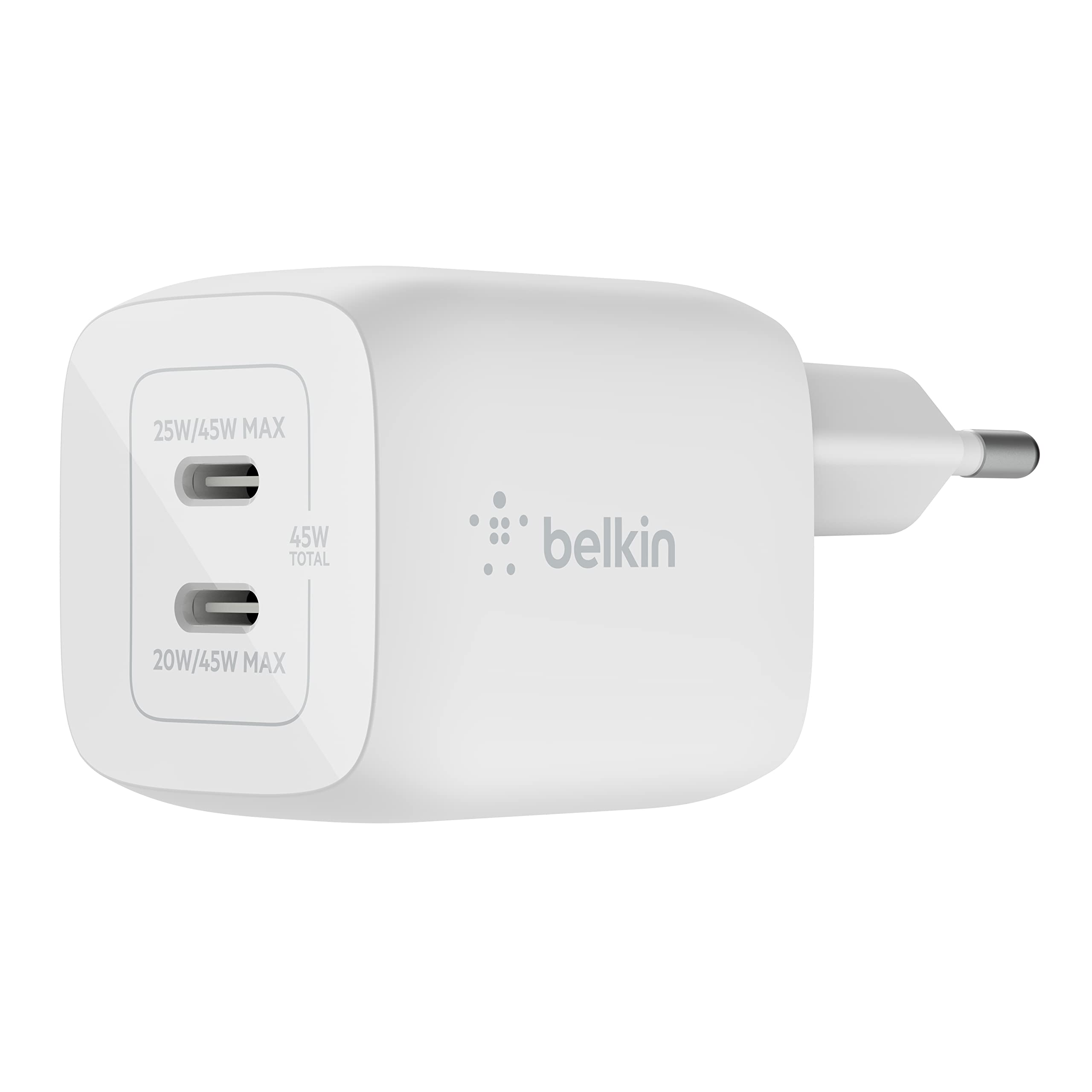 belkin-chargeur-secteur-double-port-usb-c-45-w-gan-power-delivery-3-0-avec-pps-p image 1