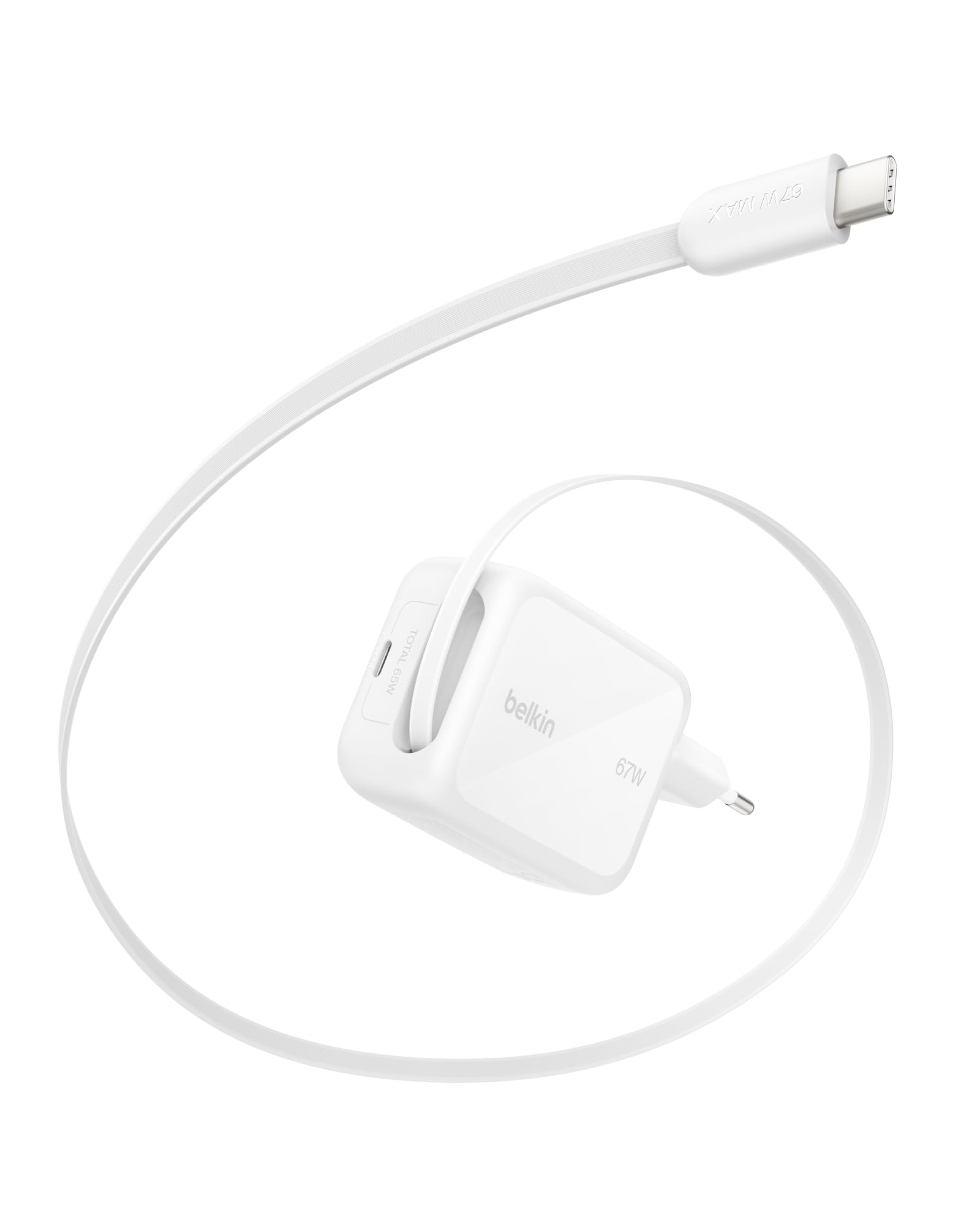 belkin-ultracharge-chargeur-gan-usb-c-45-w-avec-c-ble-r-tractable-80-cm-et-port- image 1