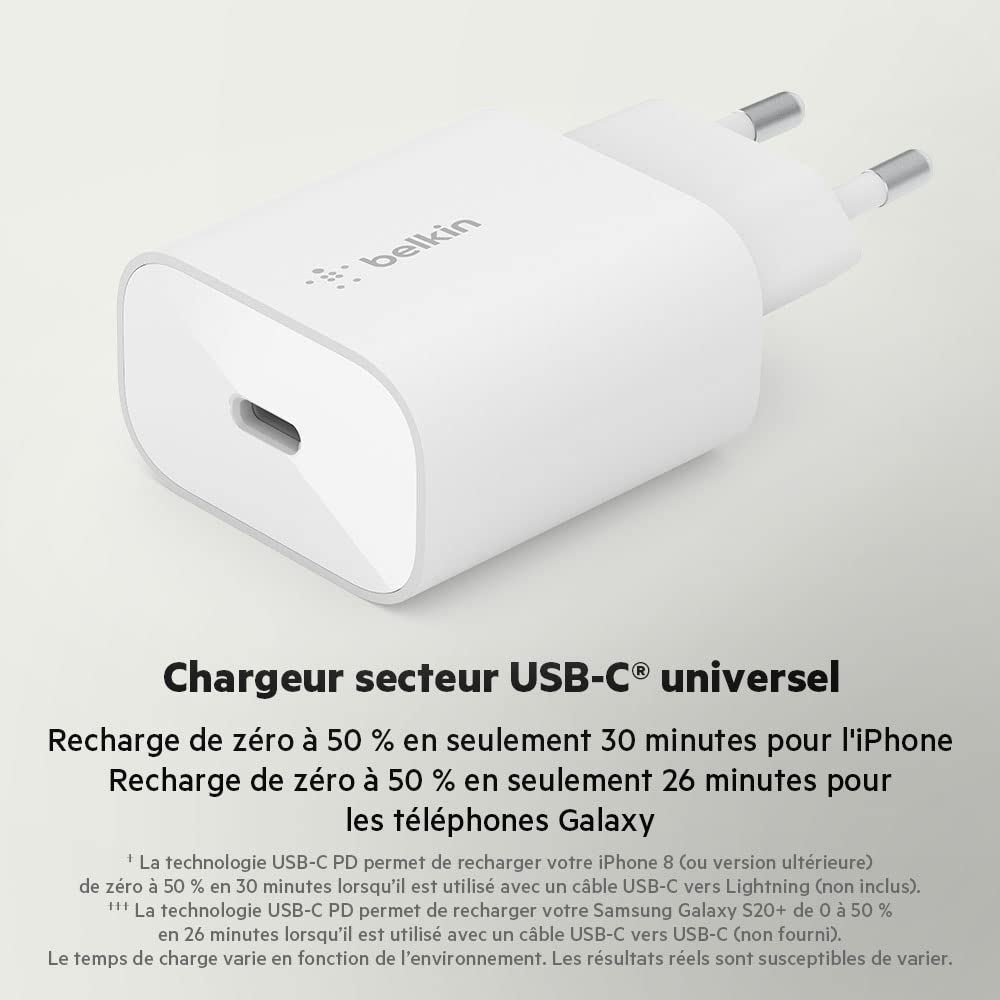 belkin-boostcharge-chargeur-secteur-usb-c-25-w-pps-power-delivery-charge-rapide- image 2