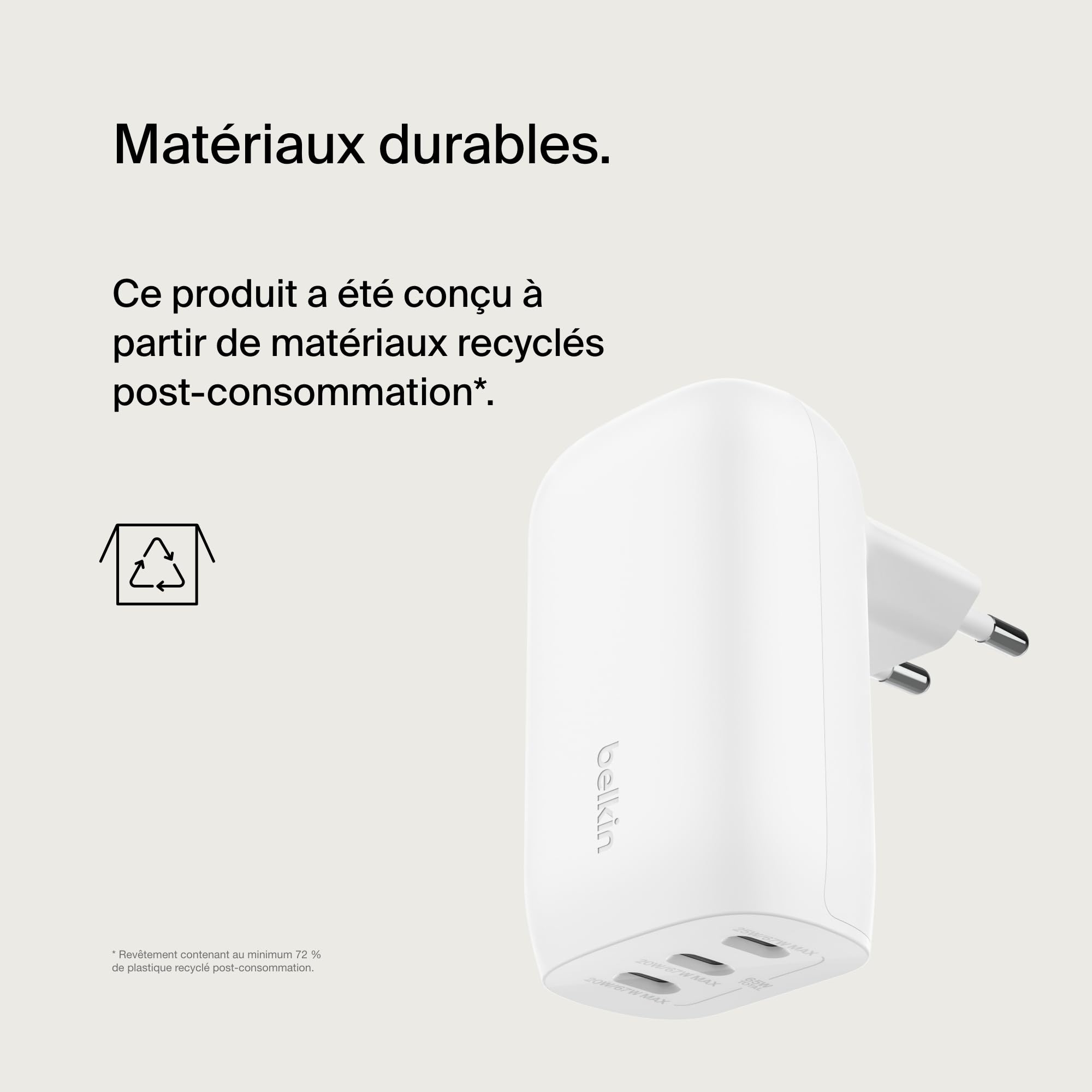 belkin-boostcharge-chargeur-secteur-3-ports-usb-c-67w-pd-pps-pour-iphone-16-macb image 8