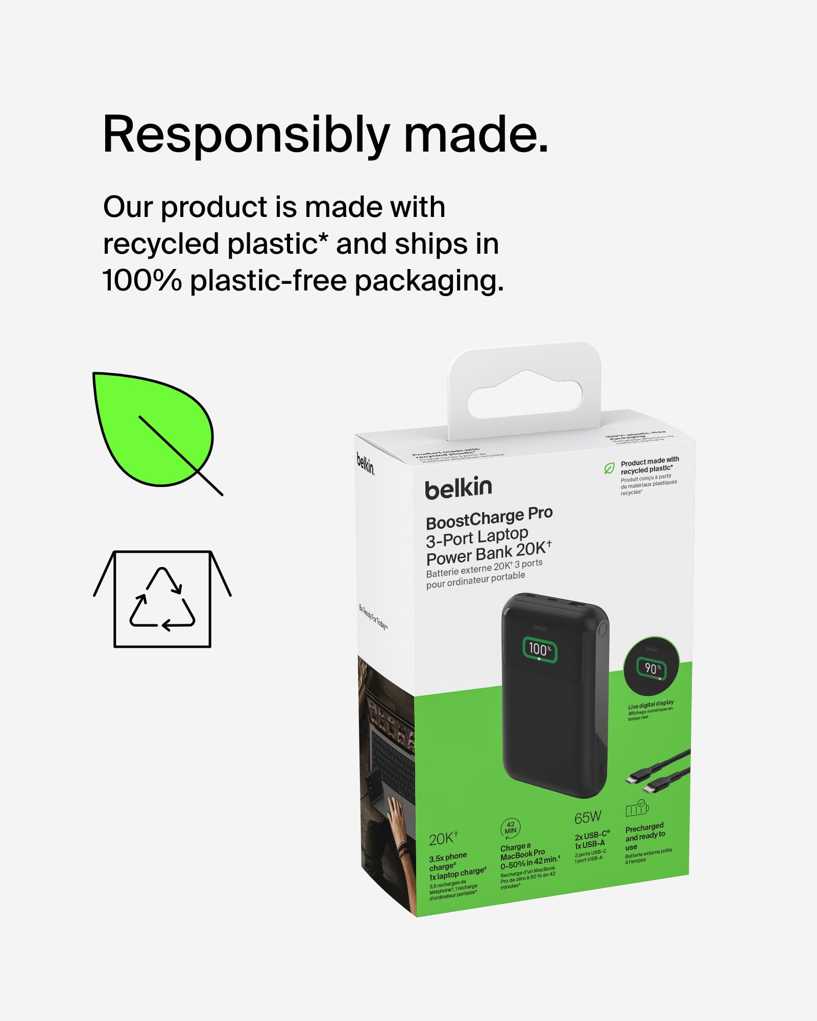 belkin-boostcharge-batterie-externe-20-000-mah-3-ports-usb-c-power-delivery-65-w image 6