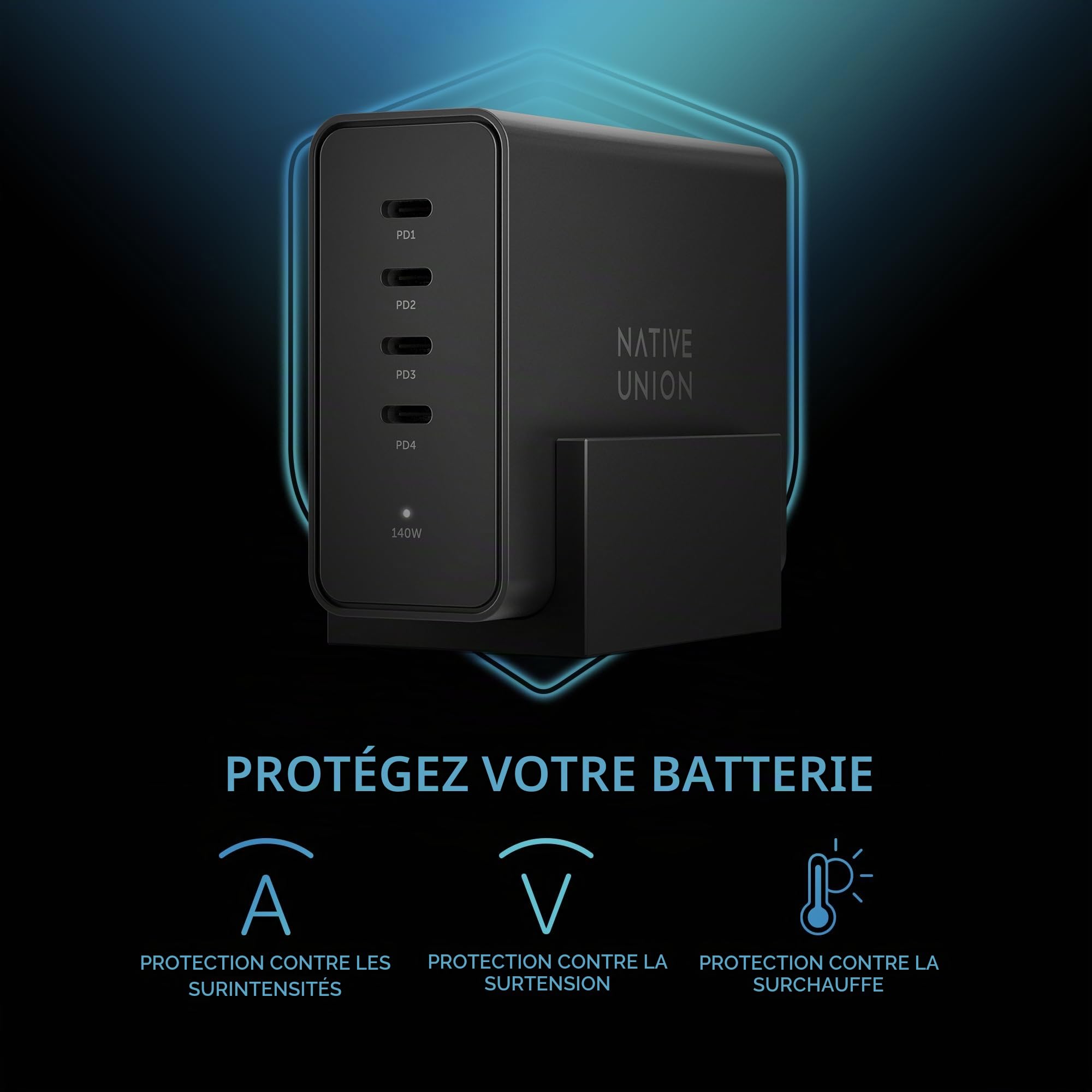 native-union-fast-gan-charger-pd-140w-station-de-charge-bureau-4-ports-usb-c-pow image 8