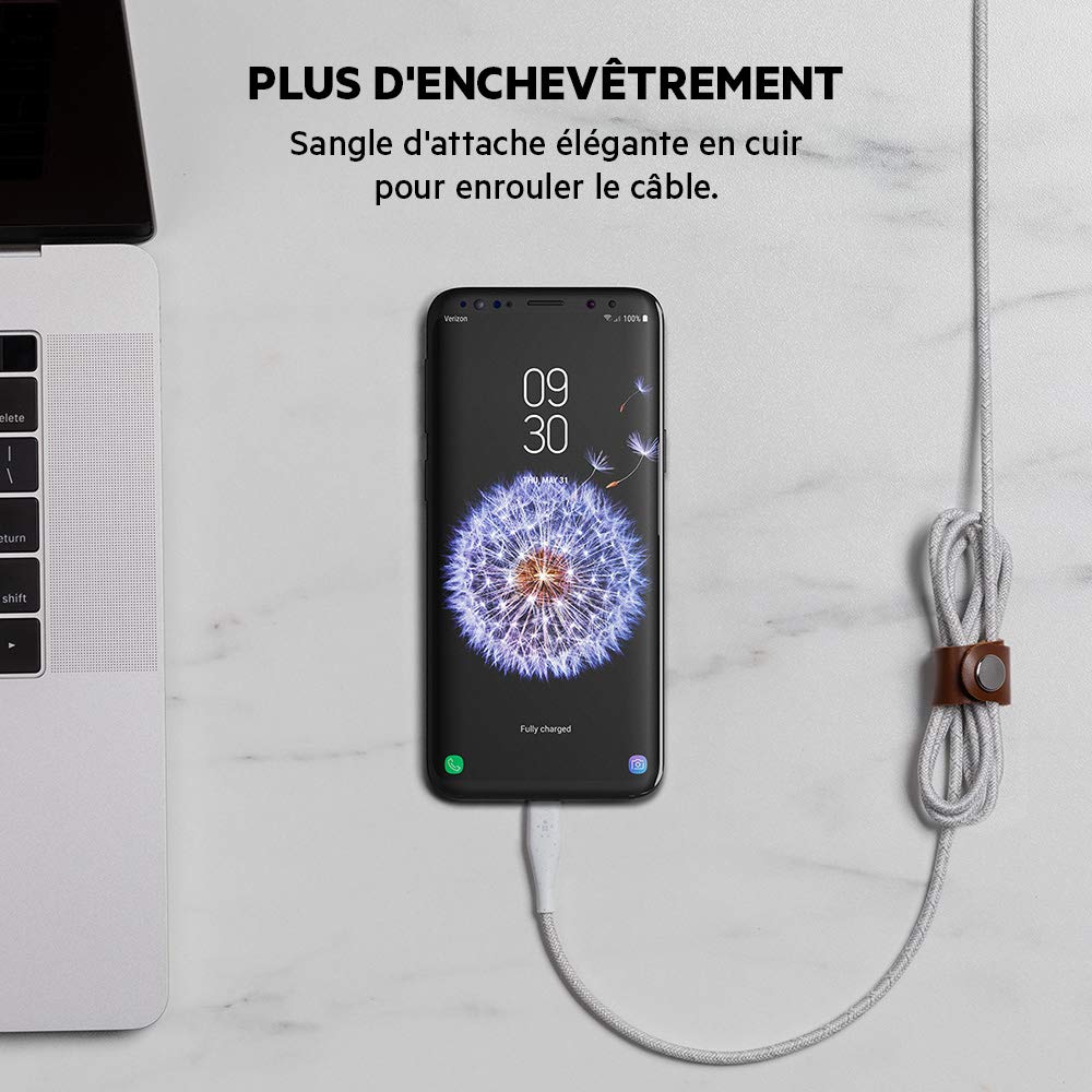 belkin-duratek-plus-c-ble-usb-c-vers-usb-a-1-2-m-avec-sangle-blanc image 7