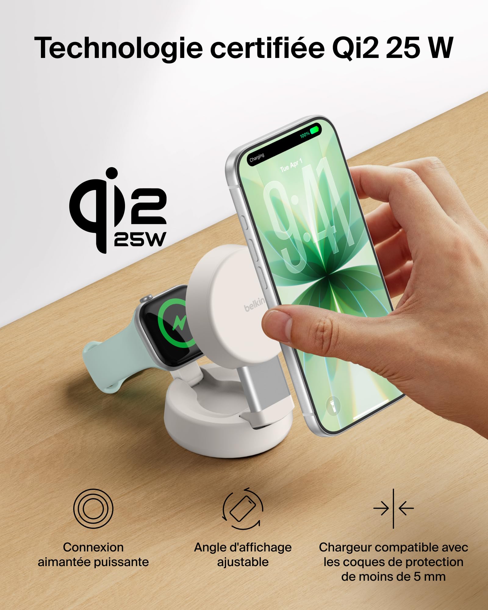 belkin-ultracharge-chargeur-magsafe-2-en-1-qi2-2-25-w-aimant-et-pliable-pour-iph image 5