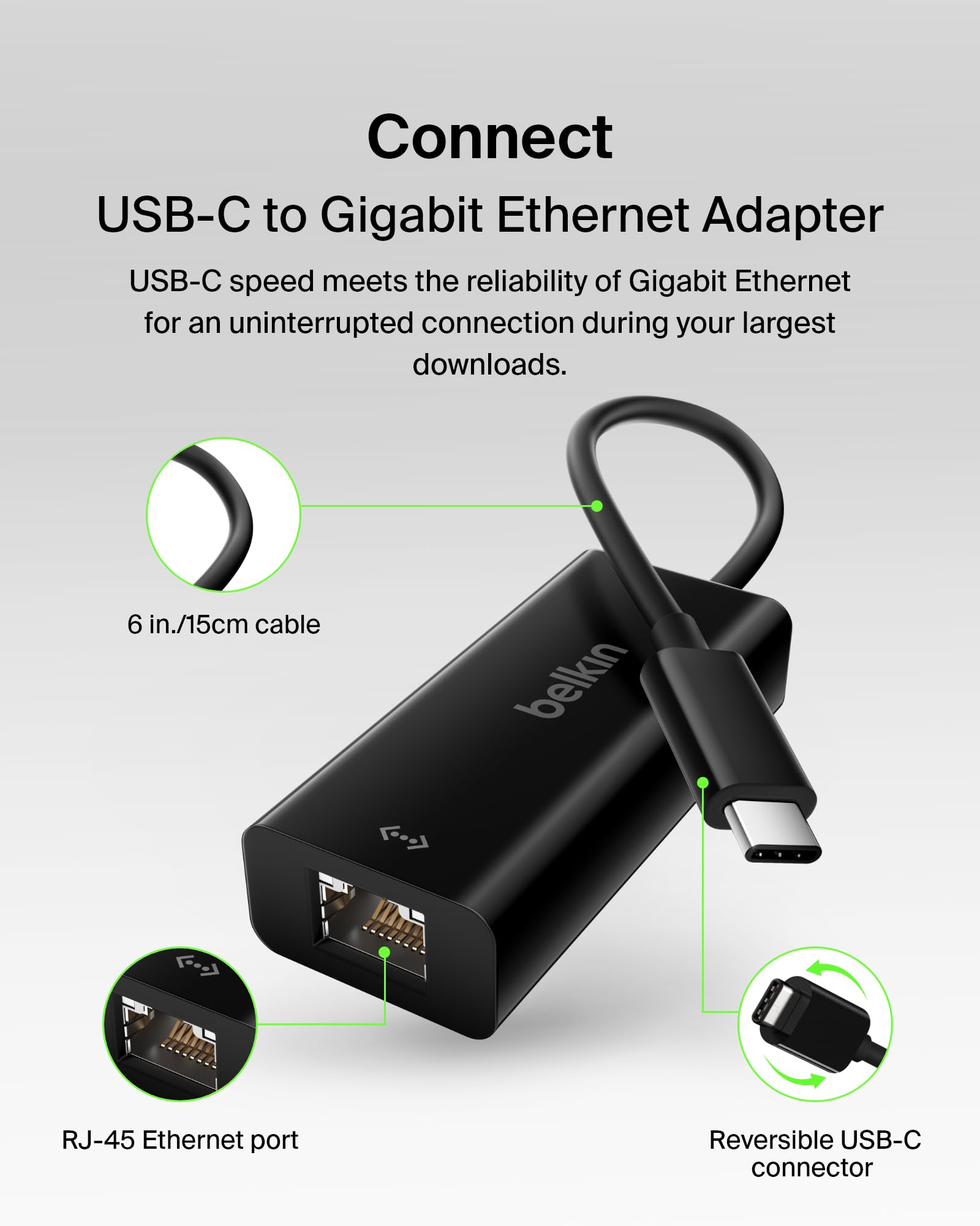 belkin-adaptateur-usb-c-vers-ethernet-gigabit-femelle-1-000-mbit-s-compatible-ip image 2