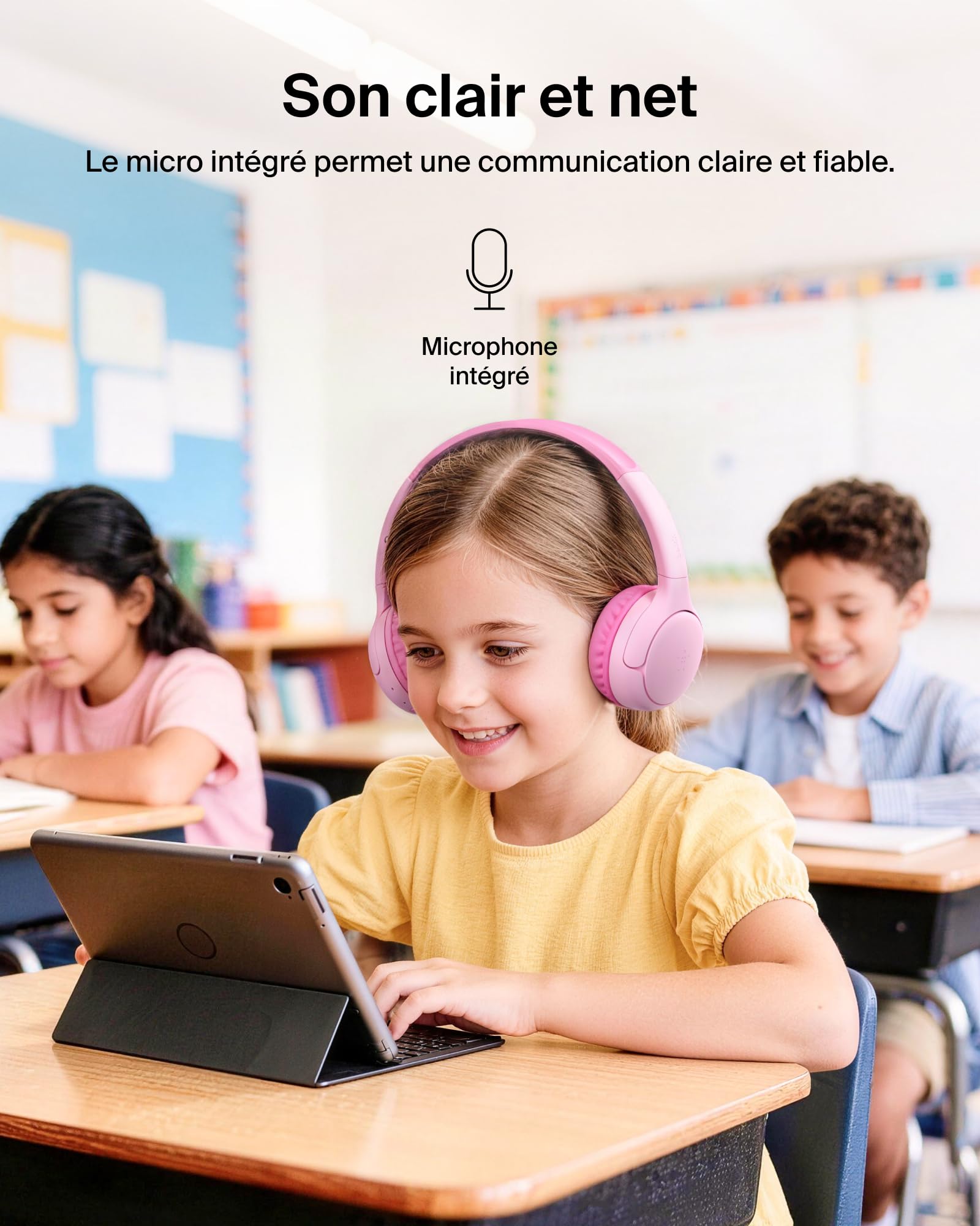 belkin-soundform-mini-2-casque-sans-fil-bluetooth-pour-enfants-rose-55-h-d-auton image 7