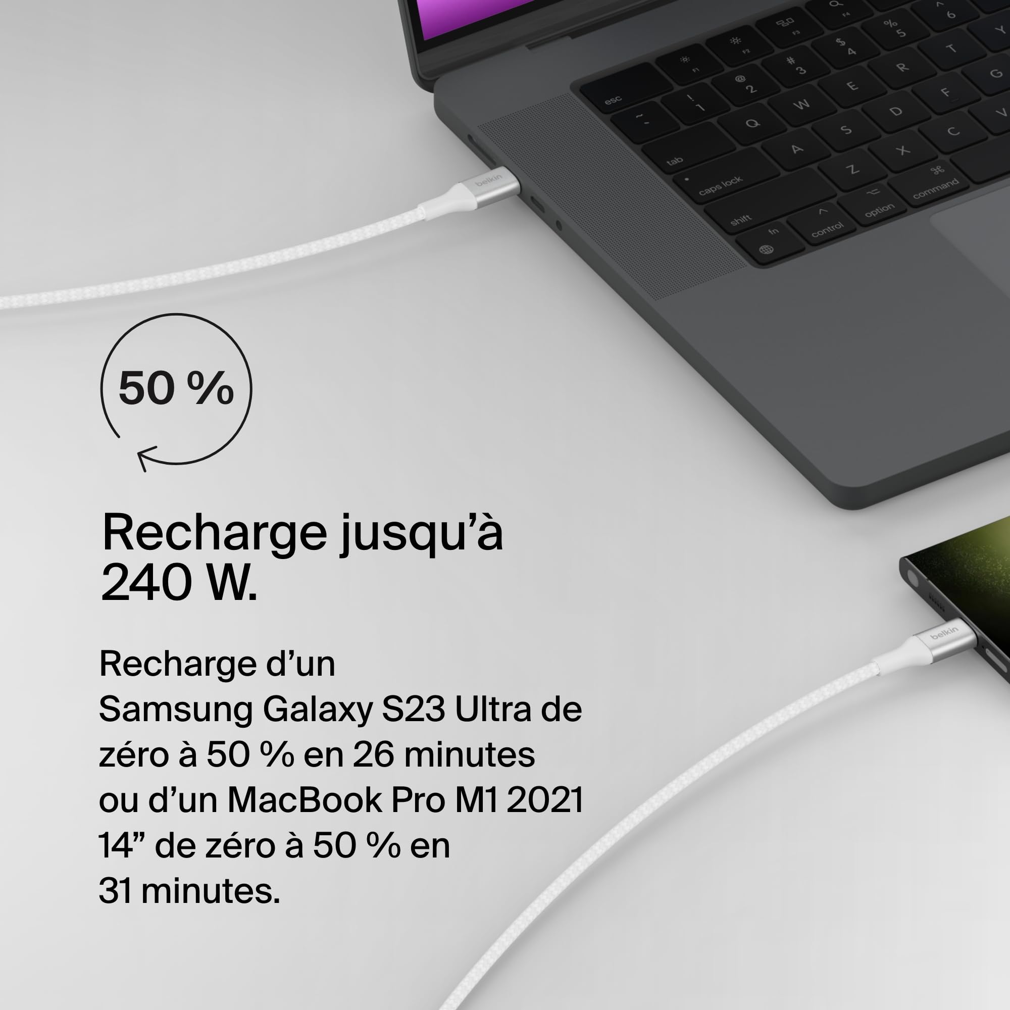 belkin-boostcharge-c-ble-usb-c-vers-usb-c-240-w-power-delivery-certifi-usb-if-ga image 2