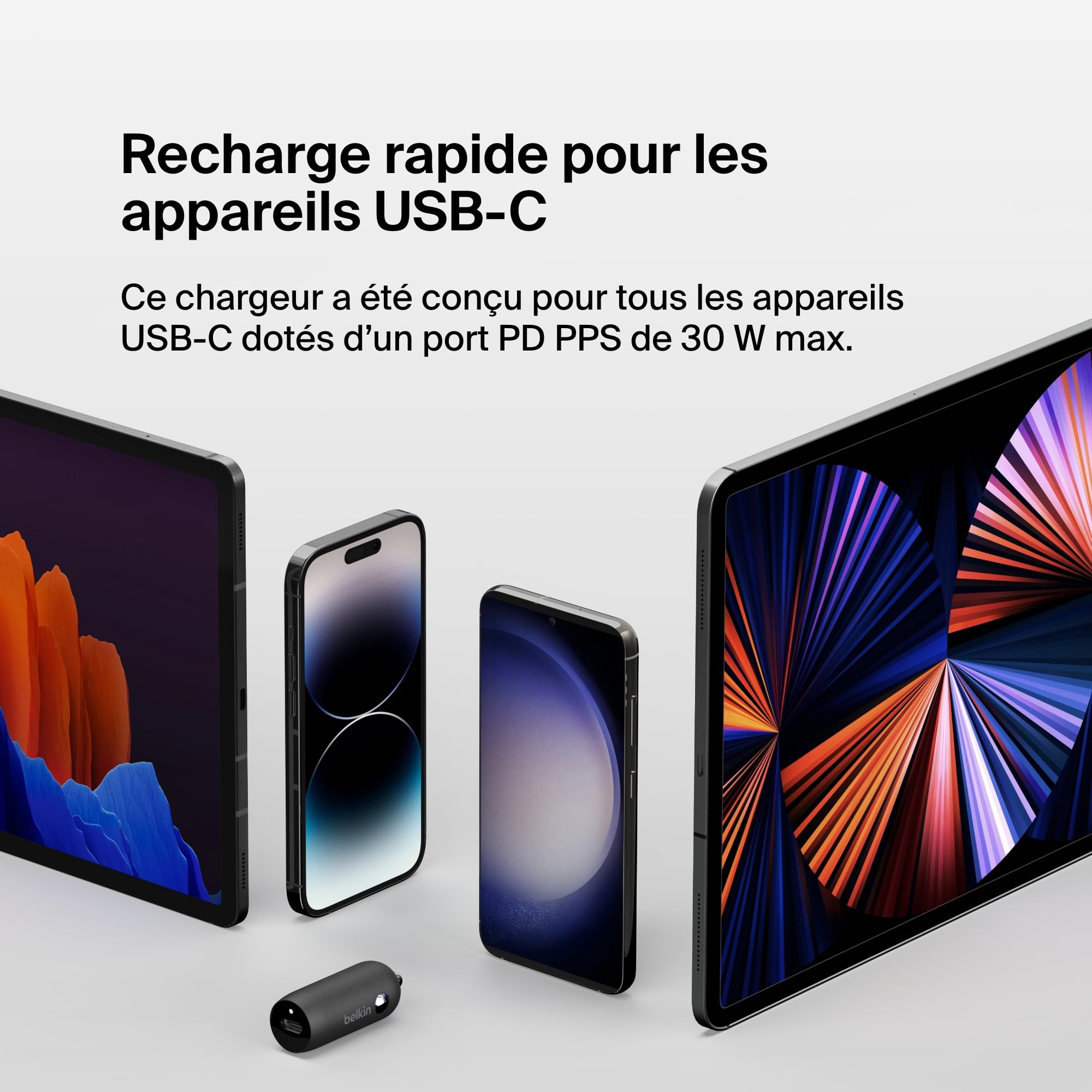 belkin-boostcharge-chargeur-de-voiture-30w-allume-cigare-port-usb-c-power-delive image 4