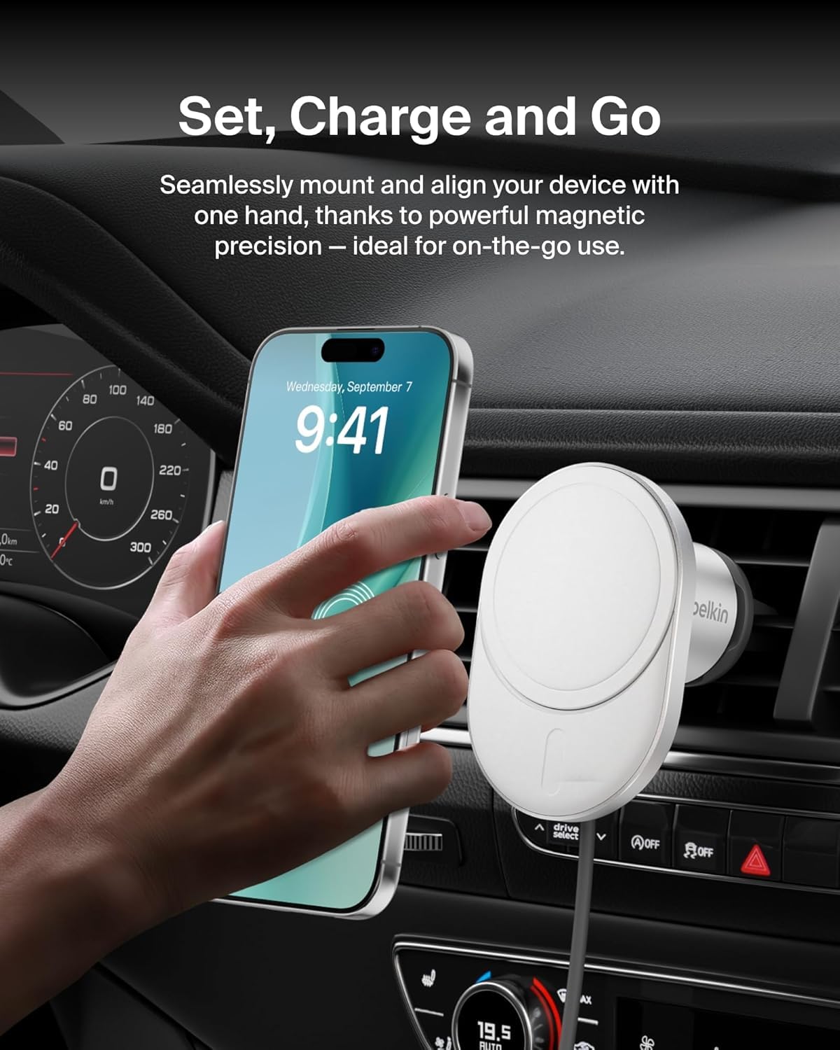 belkin-boostcharge-pro-chargeur-de-voiture-magn-tique-sans-fil-qi2-15-w-support- image 2