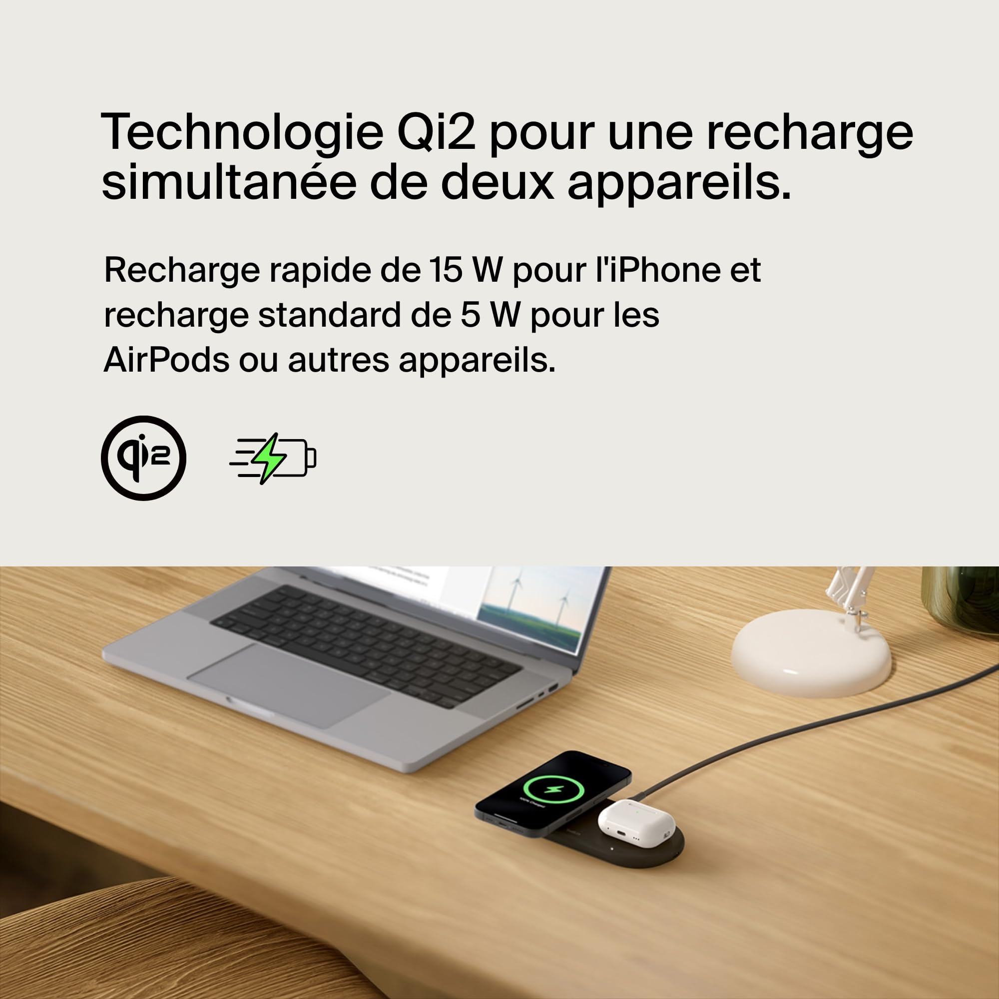 belkin-boostcharge-pro-station-de-recharge-2-en-1-qi2-15-w-compatible-magsafe-po image 2