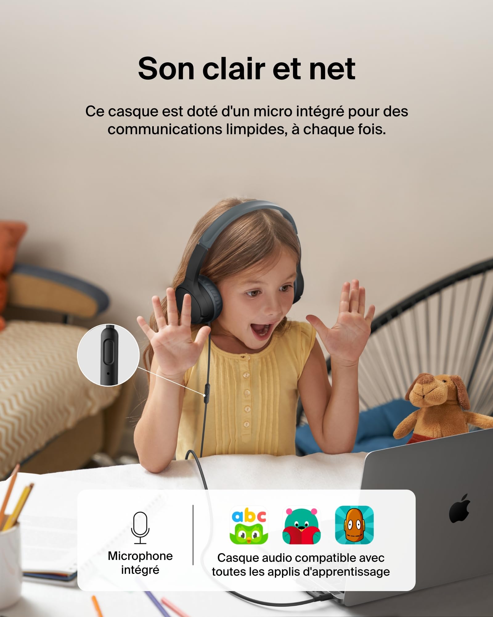 belkin-soundform-mini-casque-audio-enfant-filaire-usb-c-et-3-5-mm-micro-85-db-ma image 4