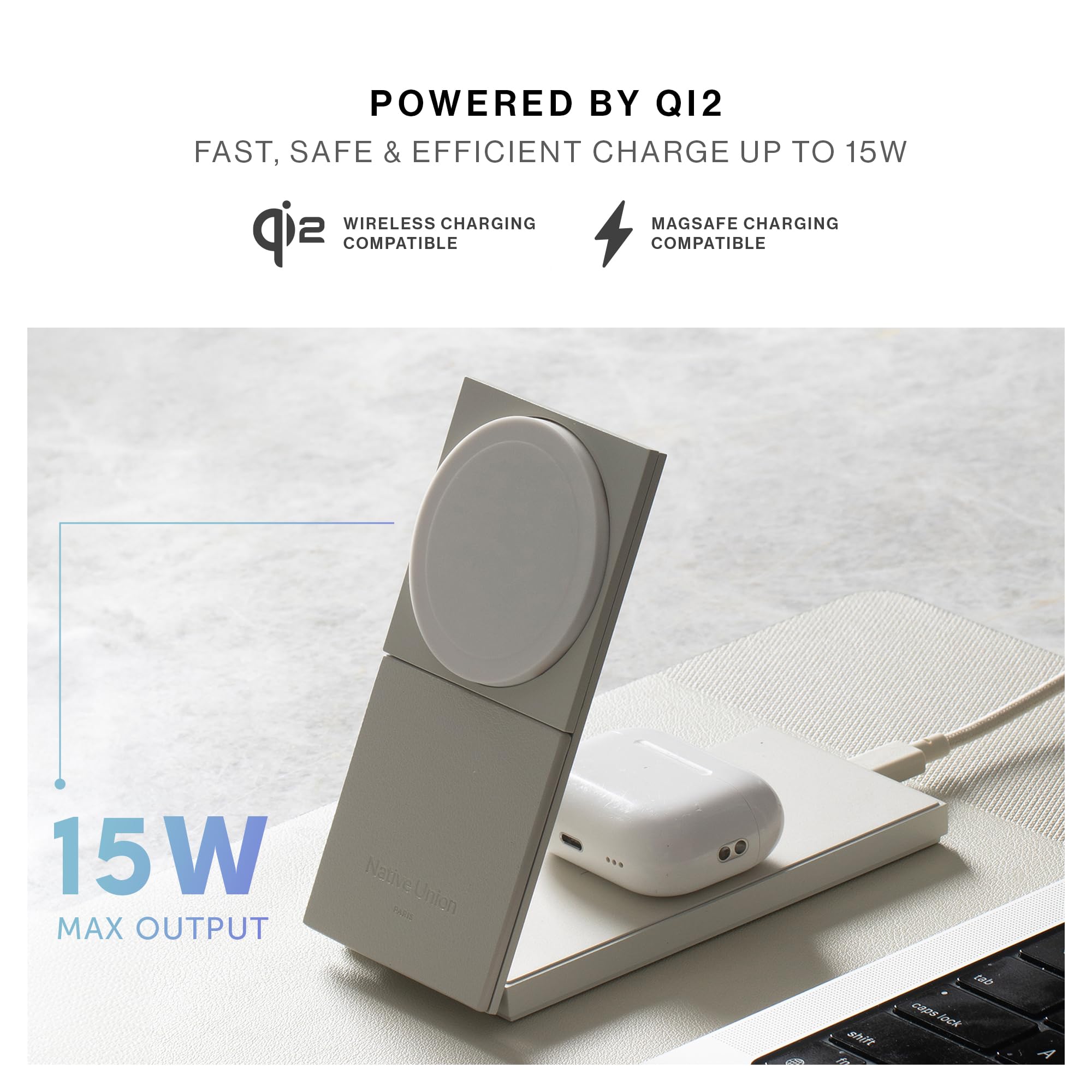 native-union-rise-chargeur-sans-fil-magn-tique-2-en-1-qi2-15w-support-pliable-po image 2