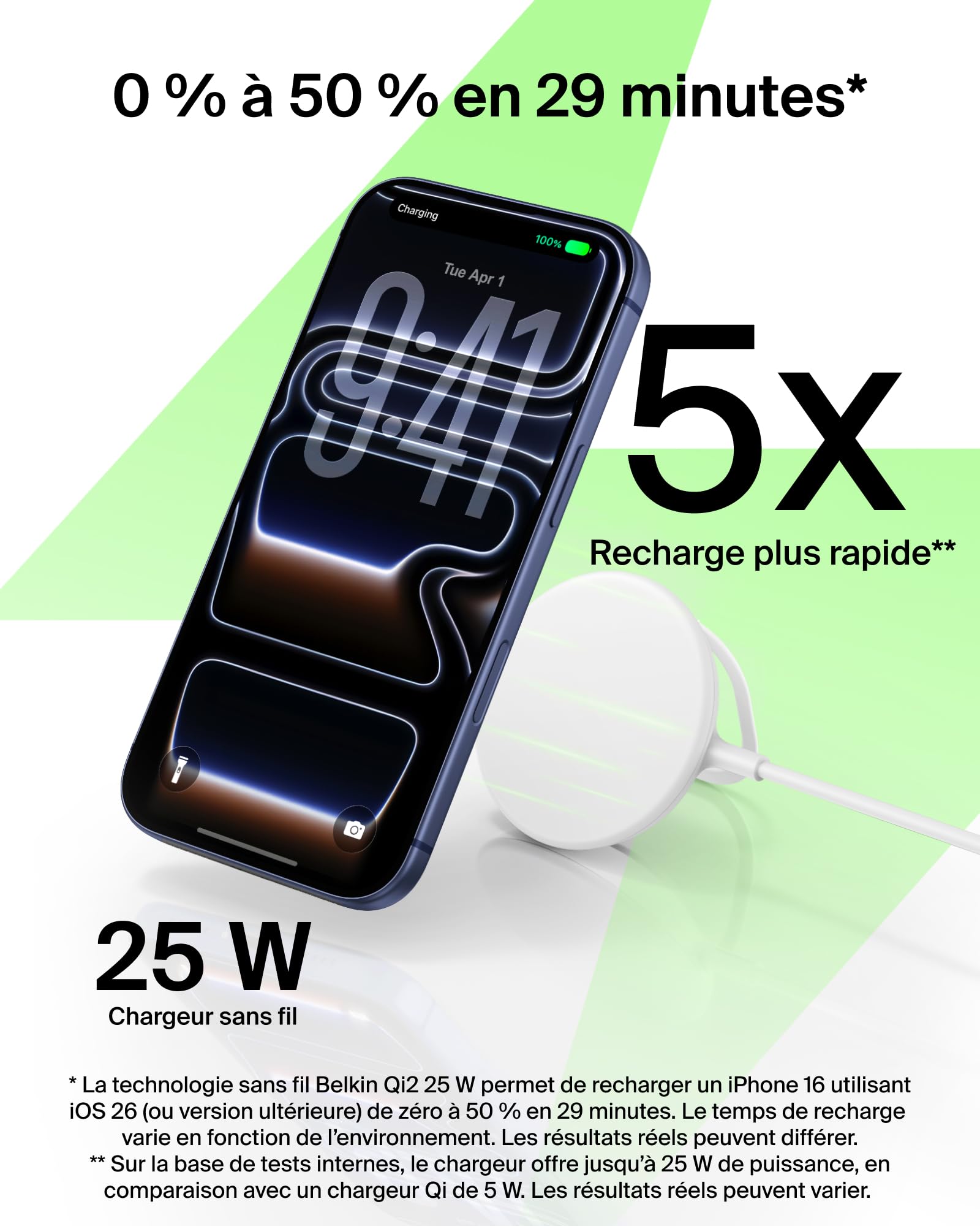 belkin-ultracharge-chargeur-magn-tique-qi2-25-w-compatible-magsafe-avec-b-quille image 3