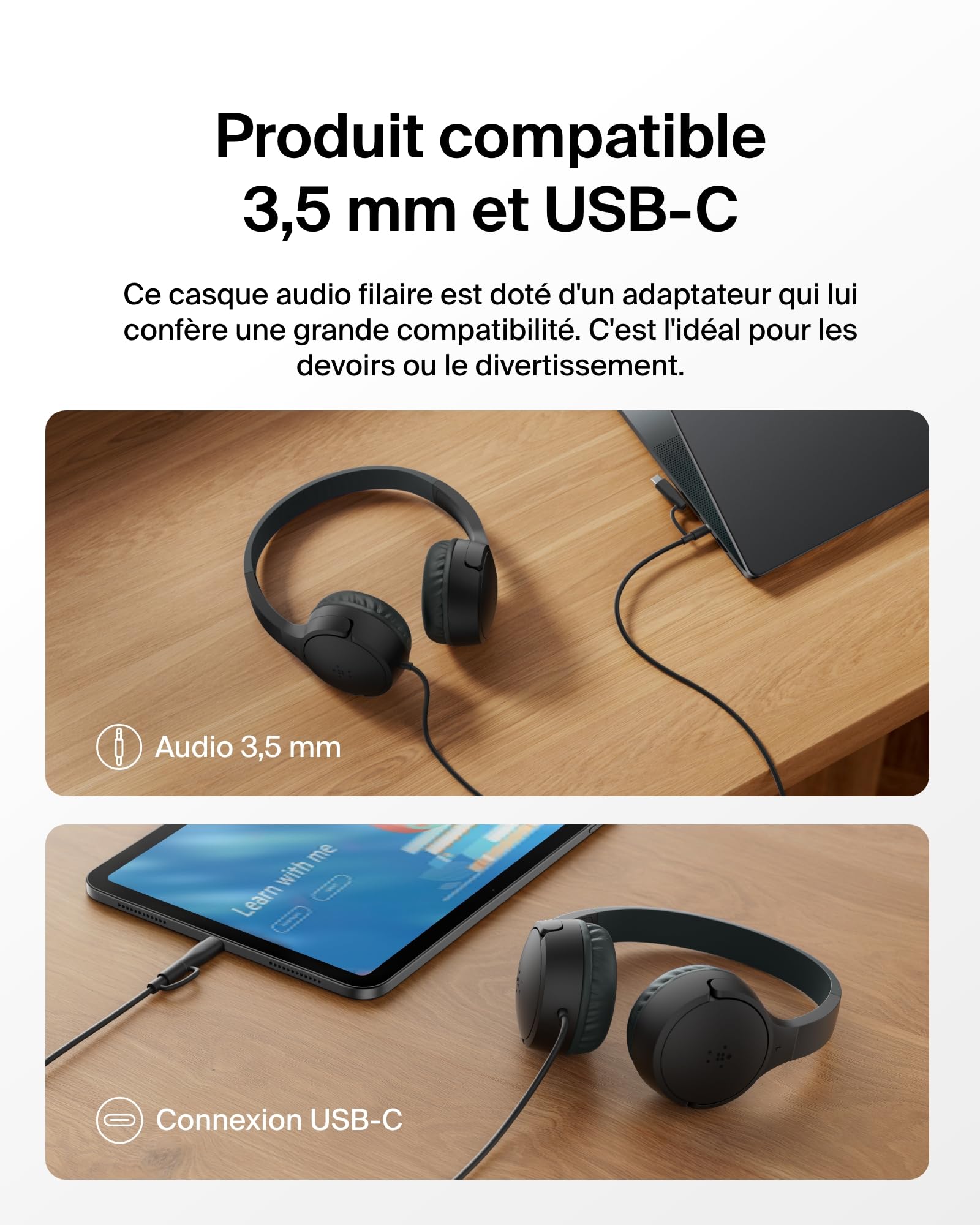 belkin-soundform-mini-casque-audio-enfant-filaire-usb-c-et-3-5-mm-micro-85-db-ma image 3