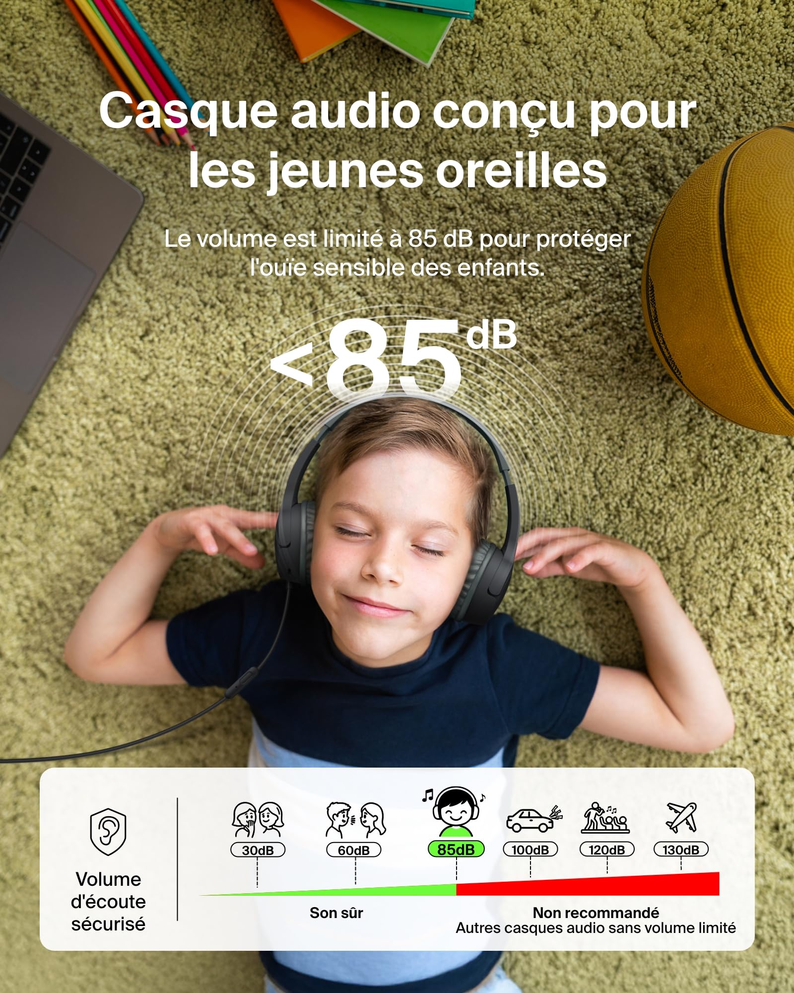 belkin-soundform-mini-casque-audio-enfant-filaire-usb-c-et-3-5-mm-micro-85-db-ma image 2