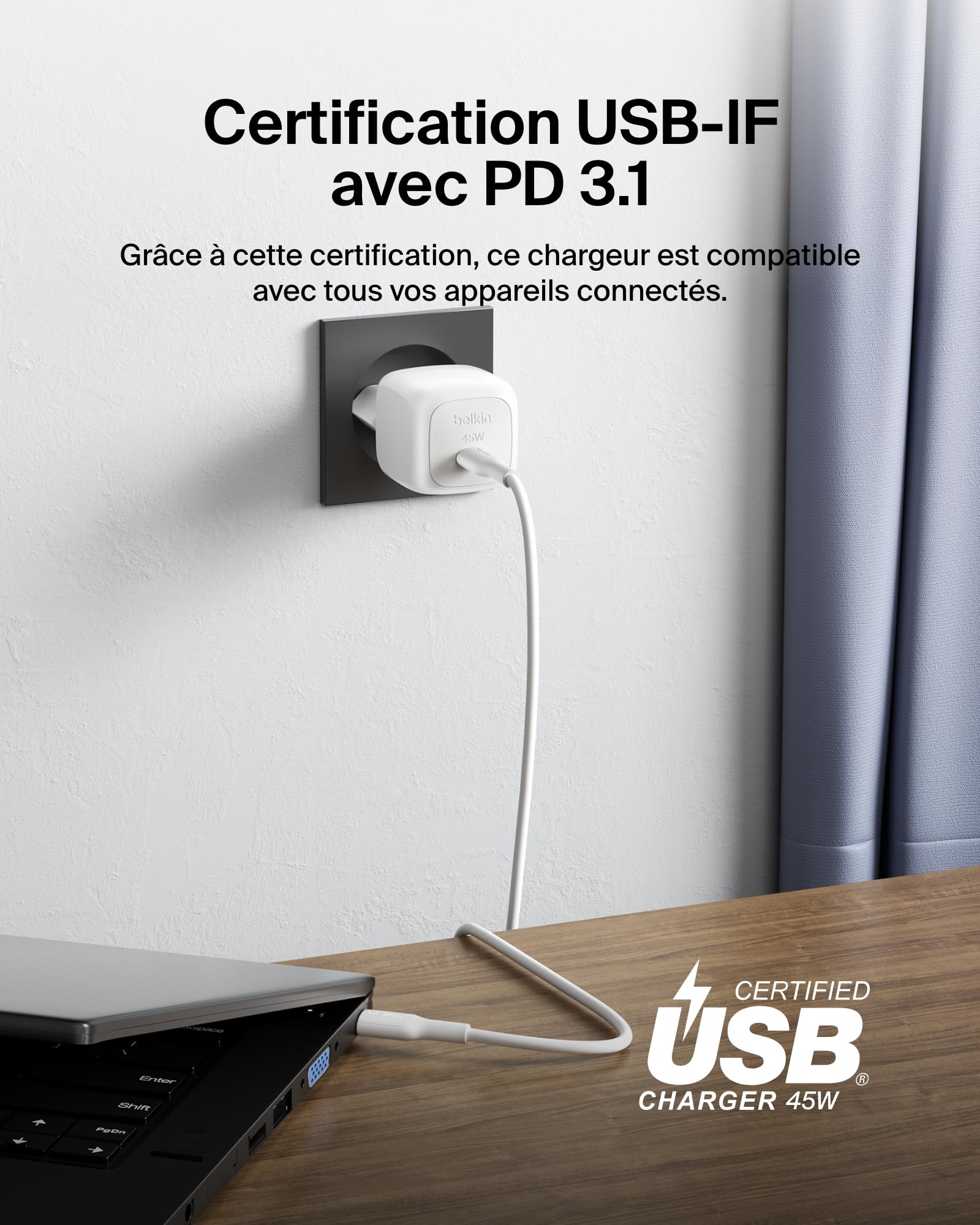 belkin-boostcharge-chargeur-secteur-compact-45w-usb-c-pd-3-1-recharge-rapide-iph image 5