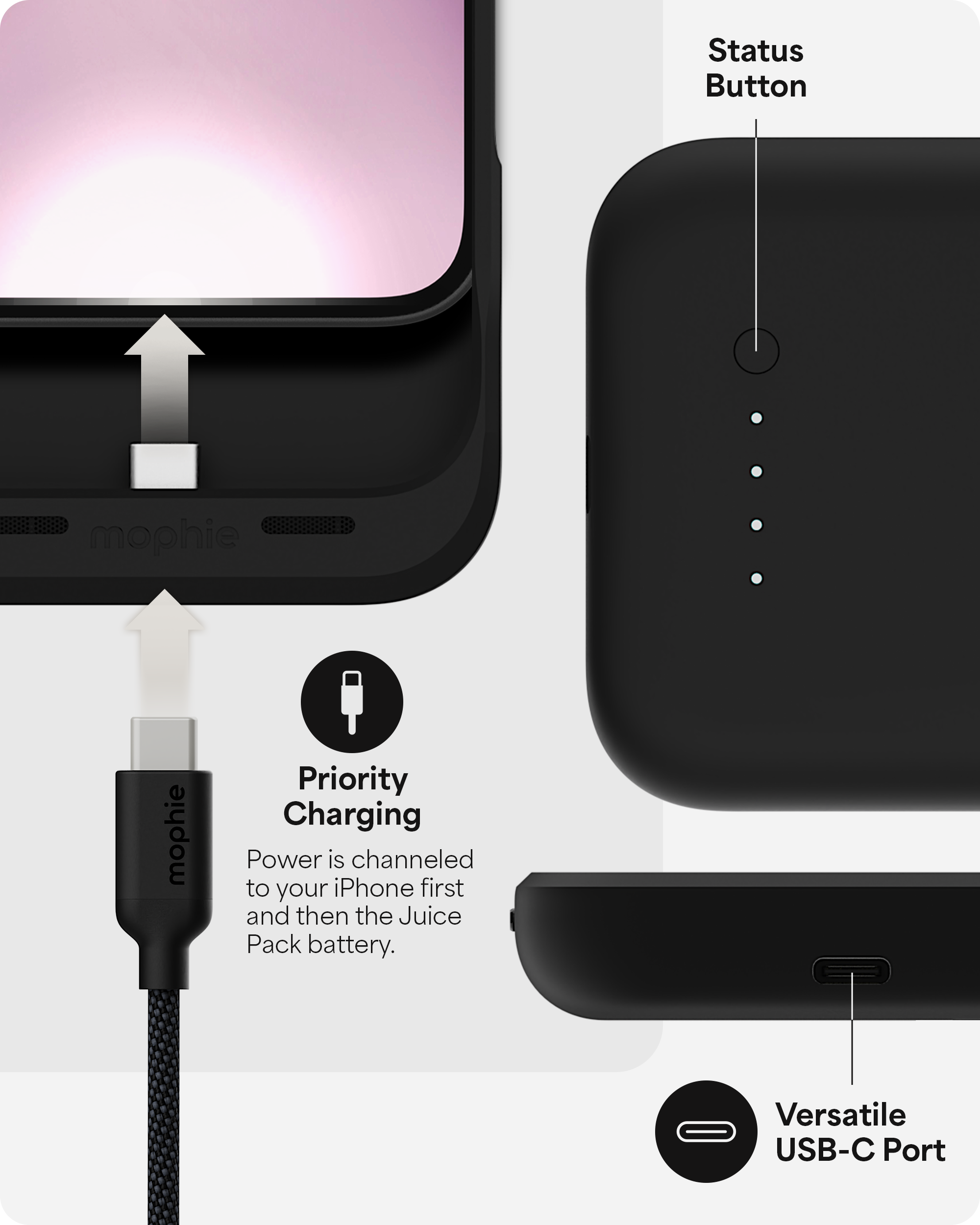 mophie-juice-pack-pour-iphone-17e-et-16e-coque-batterie-3-600-mah-usb-c-avec-pro image 3