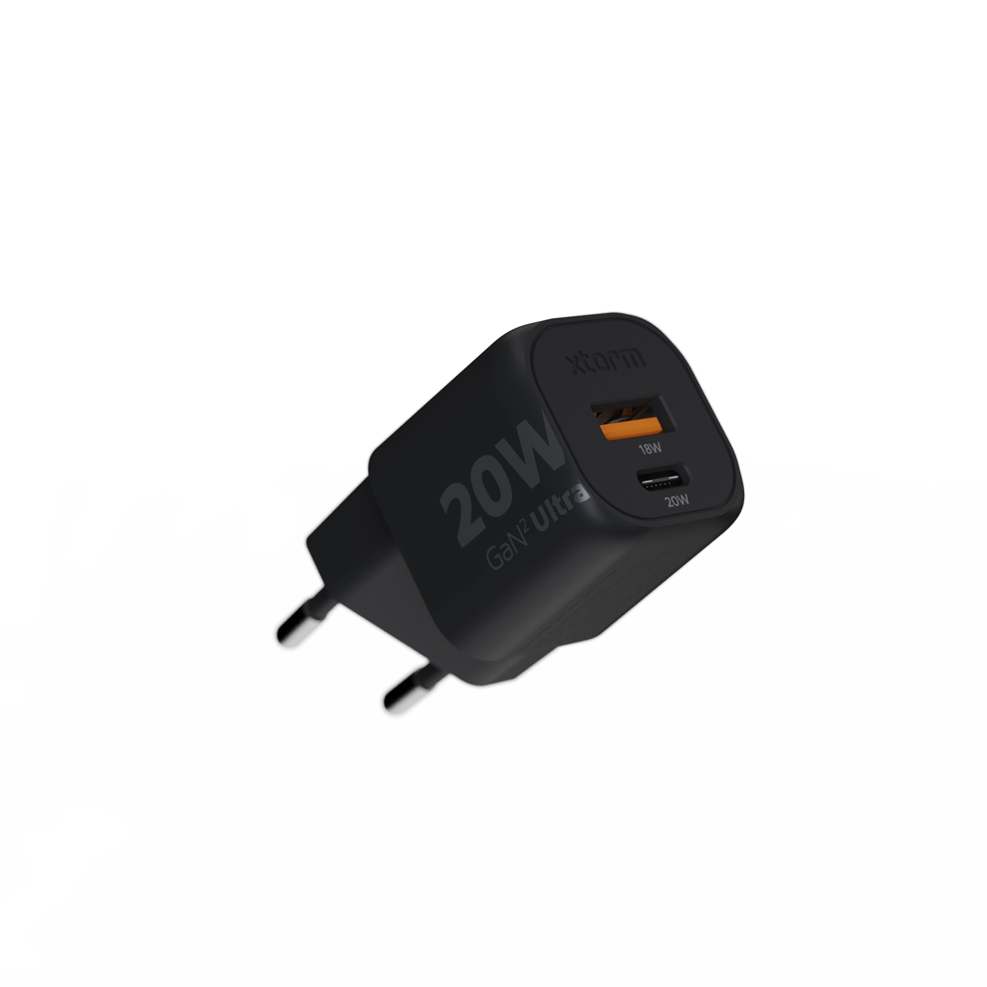 xtorm-gan-ultra-20w-chargeur-secteur-double-port-usb-a-usb-c-noir-plastique-recy image 2